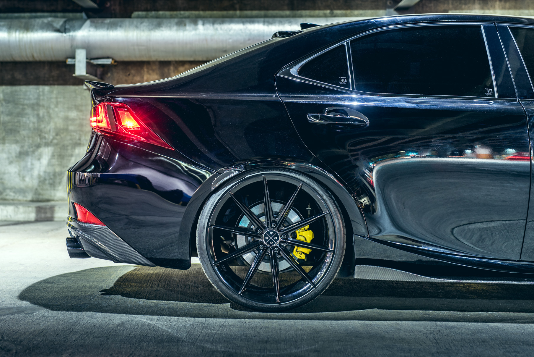 A 2016 Lexus IS350 on 20 Inch Blaque Diamond BD-11 Gloss Black Wheels