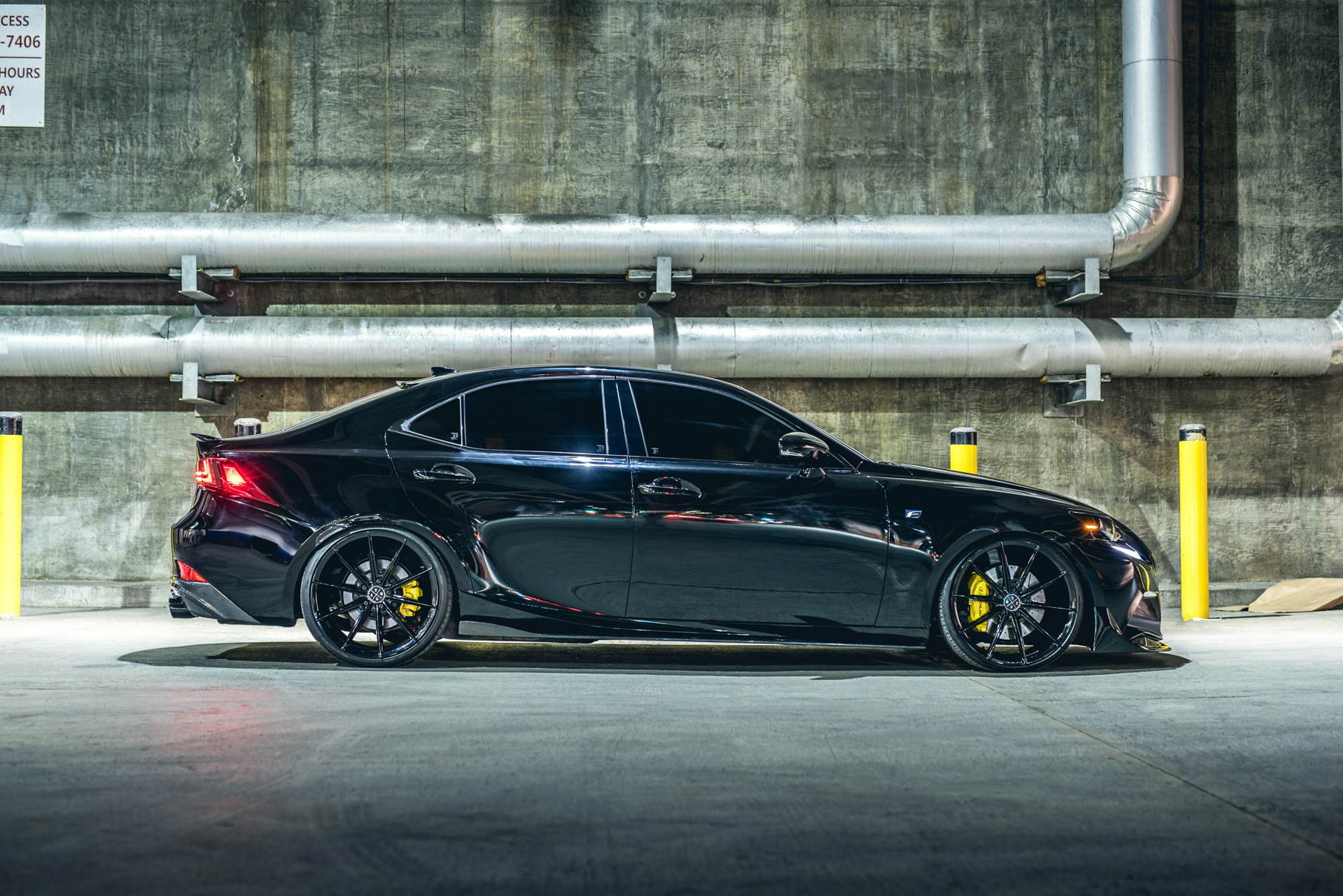 A 2016 Lexus IS350 on 20 Inch Blaque Diamond BD-11 Gloss Black Wheels