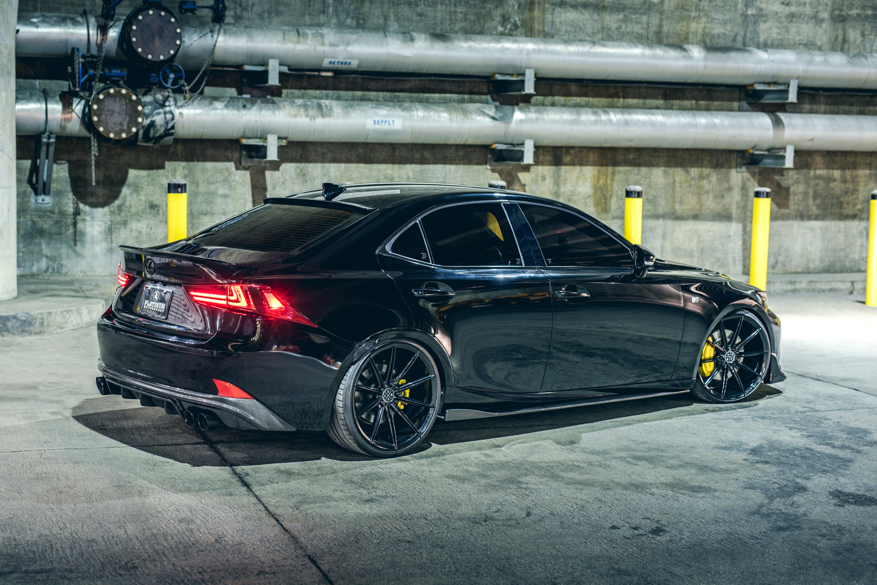 A 2016 Lexus IS350 on 20 Inch Blaque Diamond BD-11 Gloss Black Wheels