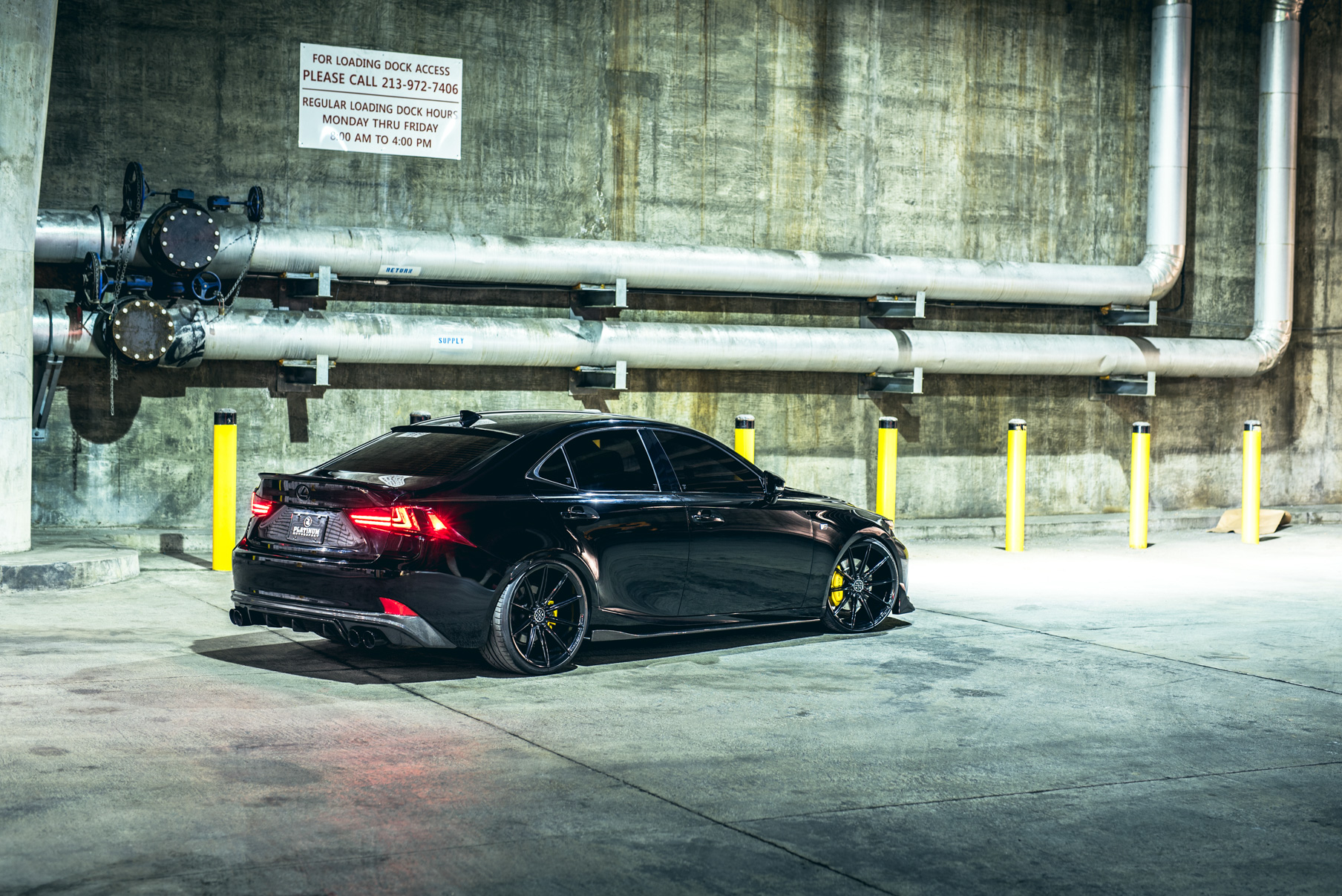 A 2016 Lexus IS350 on 20 Inch Blaque Diamond BD-11 Gloss Black Wheels