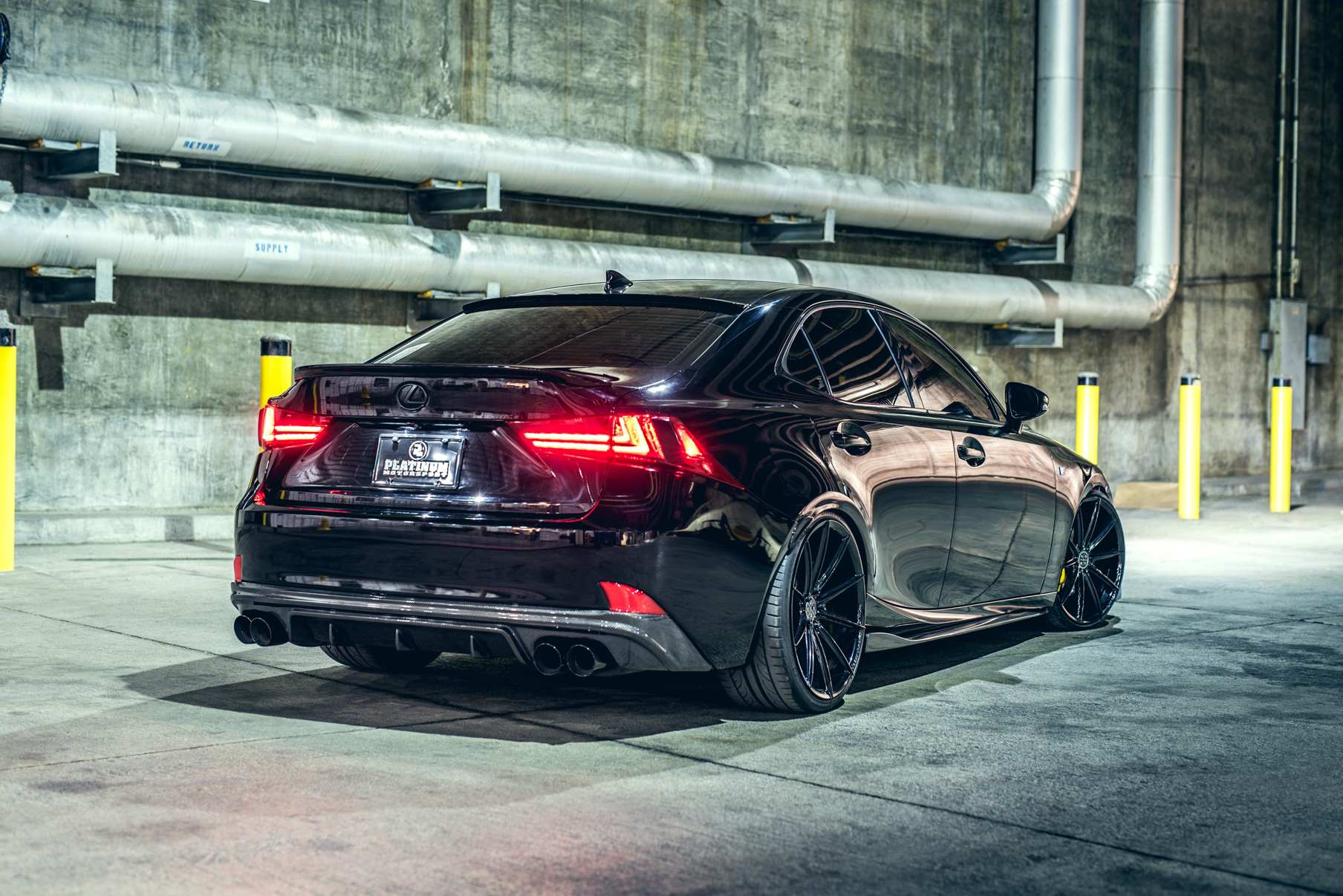 A 2016 Lexus IS350 on 20 Inch Blaque Diamond BD-11 Gloss Black Wheels