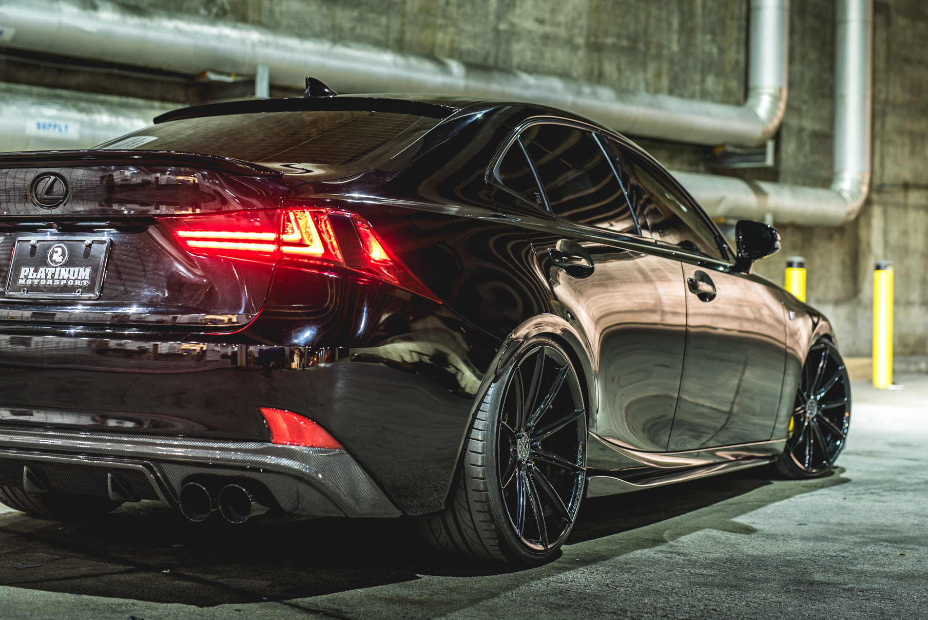 A 2016 Lexus IS350 on 20 Inch Blaque Diamond BD-11 Gloss Black Wheels
