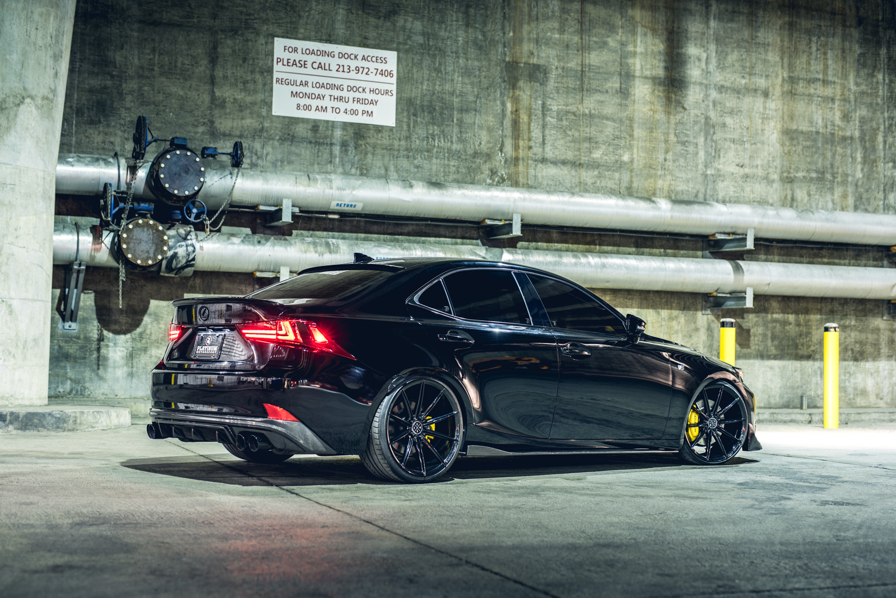 A 2016 Lexus IS350 on 20 Inch Blaque Diamond BD-11 Gloss Black Wheels