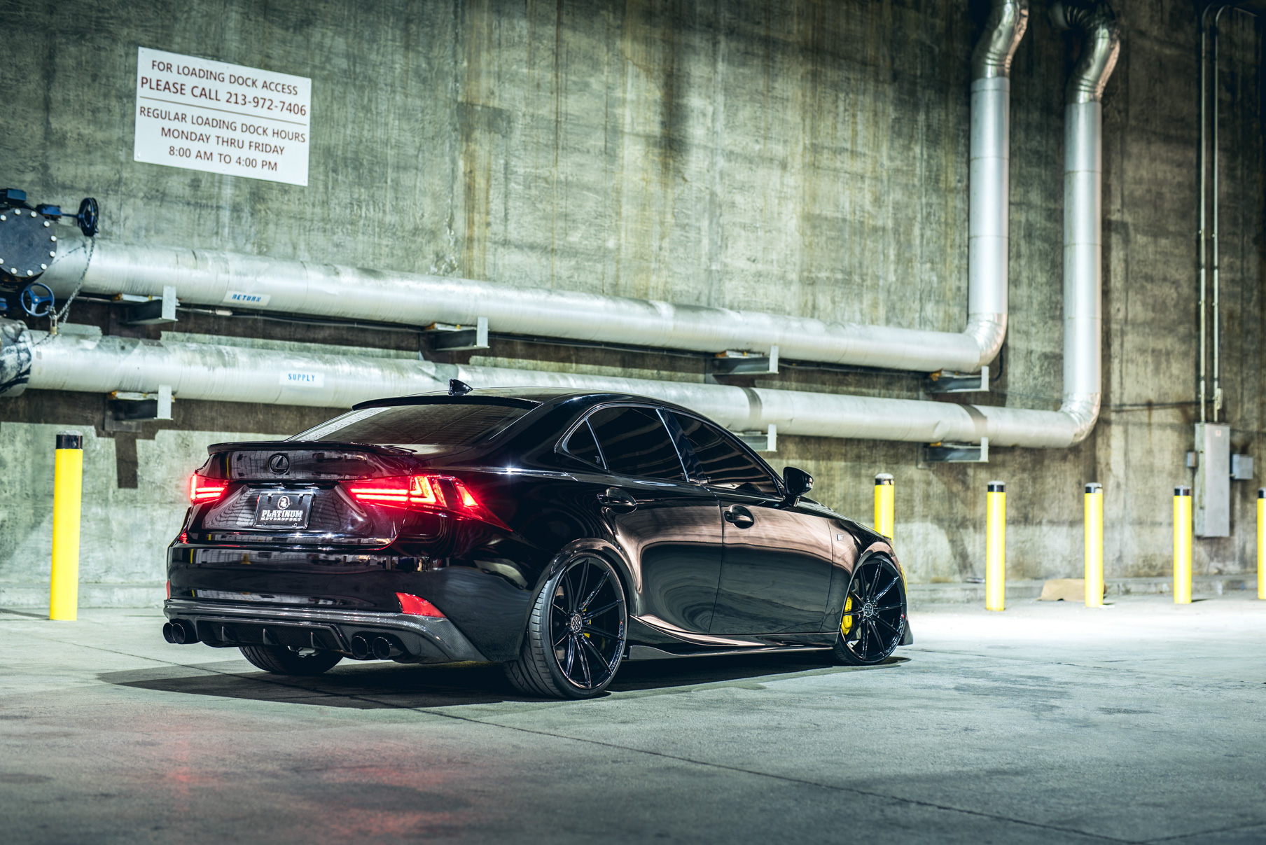 A 2016 Lexus IS350 on 20 Inch Blaque Diamond BD-11 Gloss Black Wheels