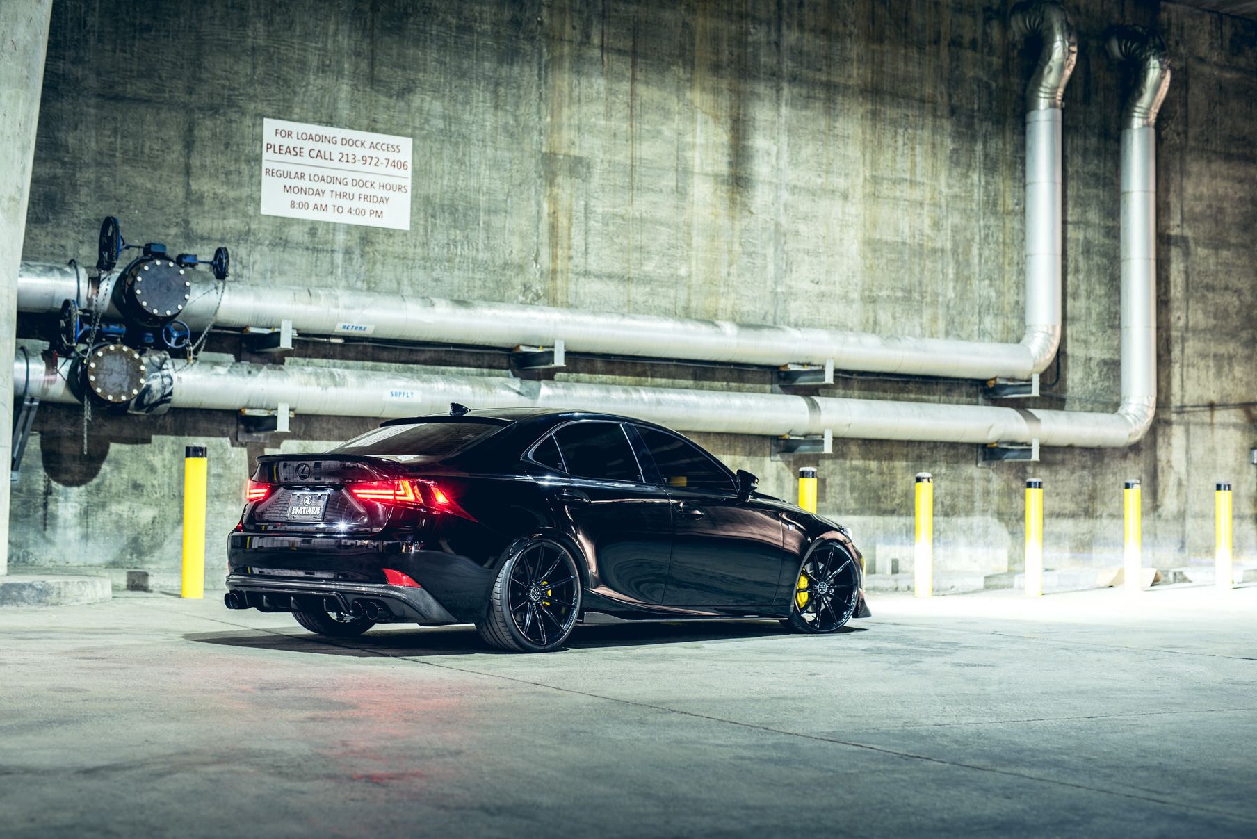 A 2016 Lexus IS350 on 20 Inch Blaque Diamond BD-11 Gloss Black Wheels