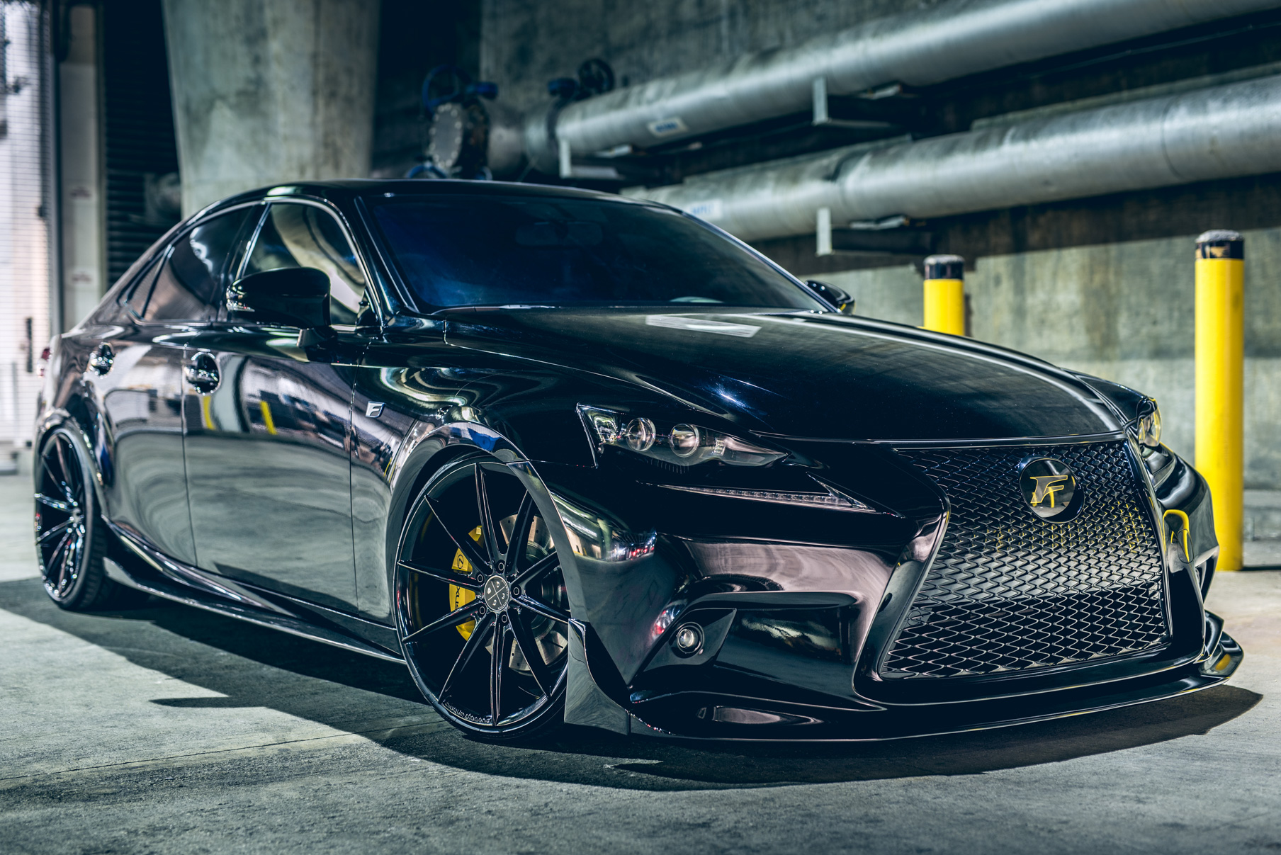 A 2016 Lexus IS350 on 20 Inch Blaque Diamond BD-11 Gloss Black Wheels