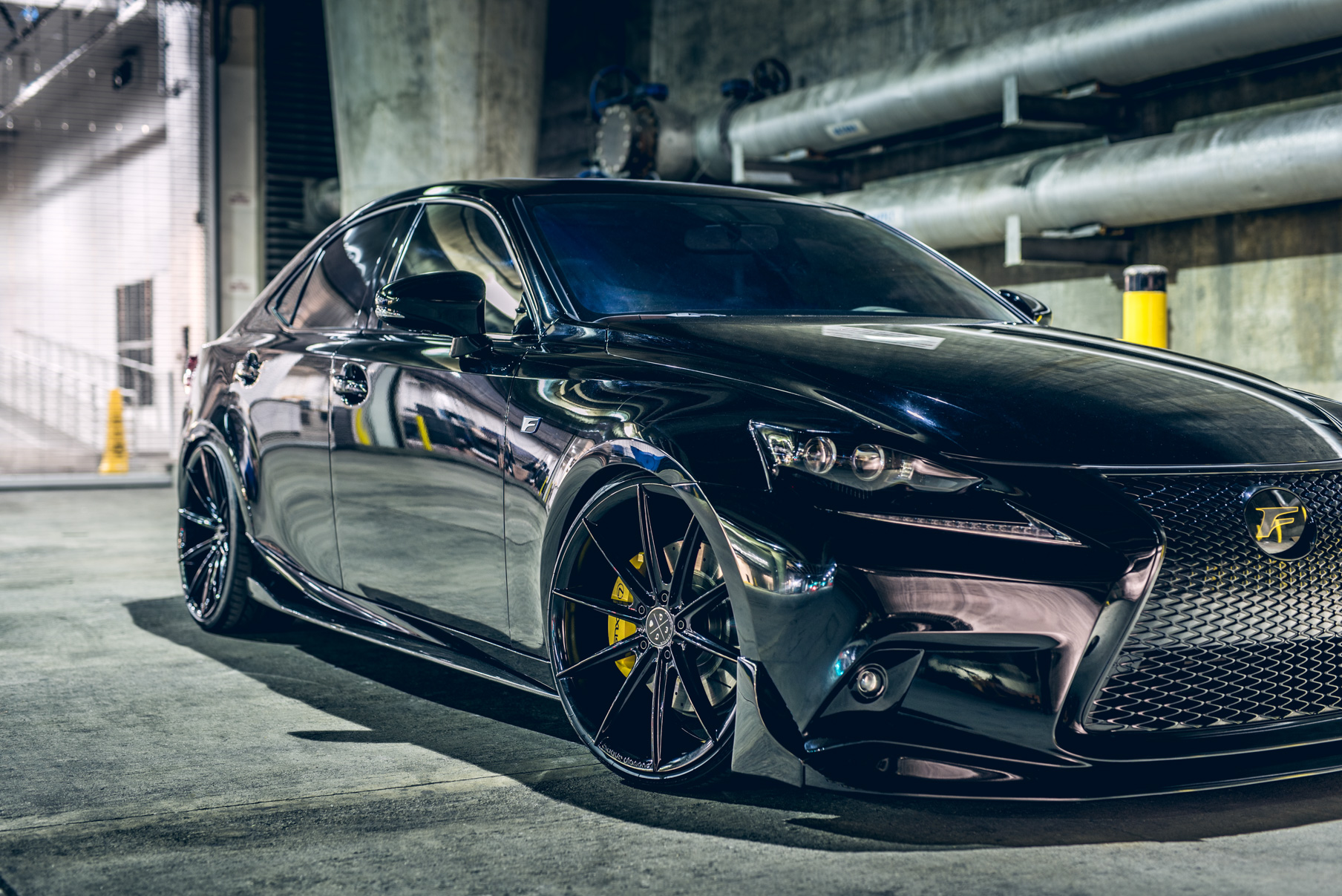 A 2016 Lexus IS350 on 20 Inch Blaque Diamond BD-11 Gloss Black Wheels