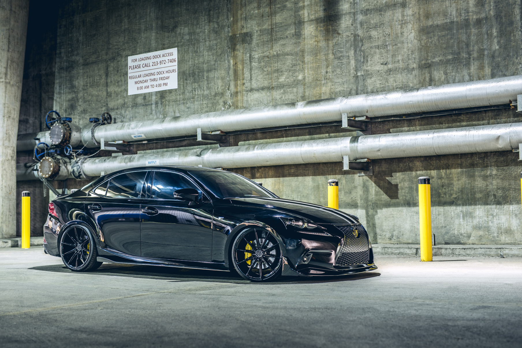 A 2016 Lexus IS350 on 20 Inch Blaque Diamond BD-11 Gloss Black Wheels
