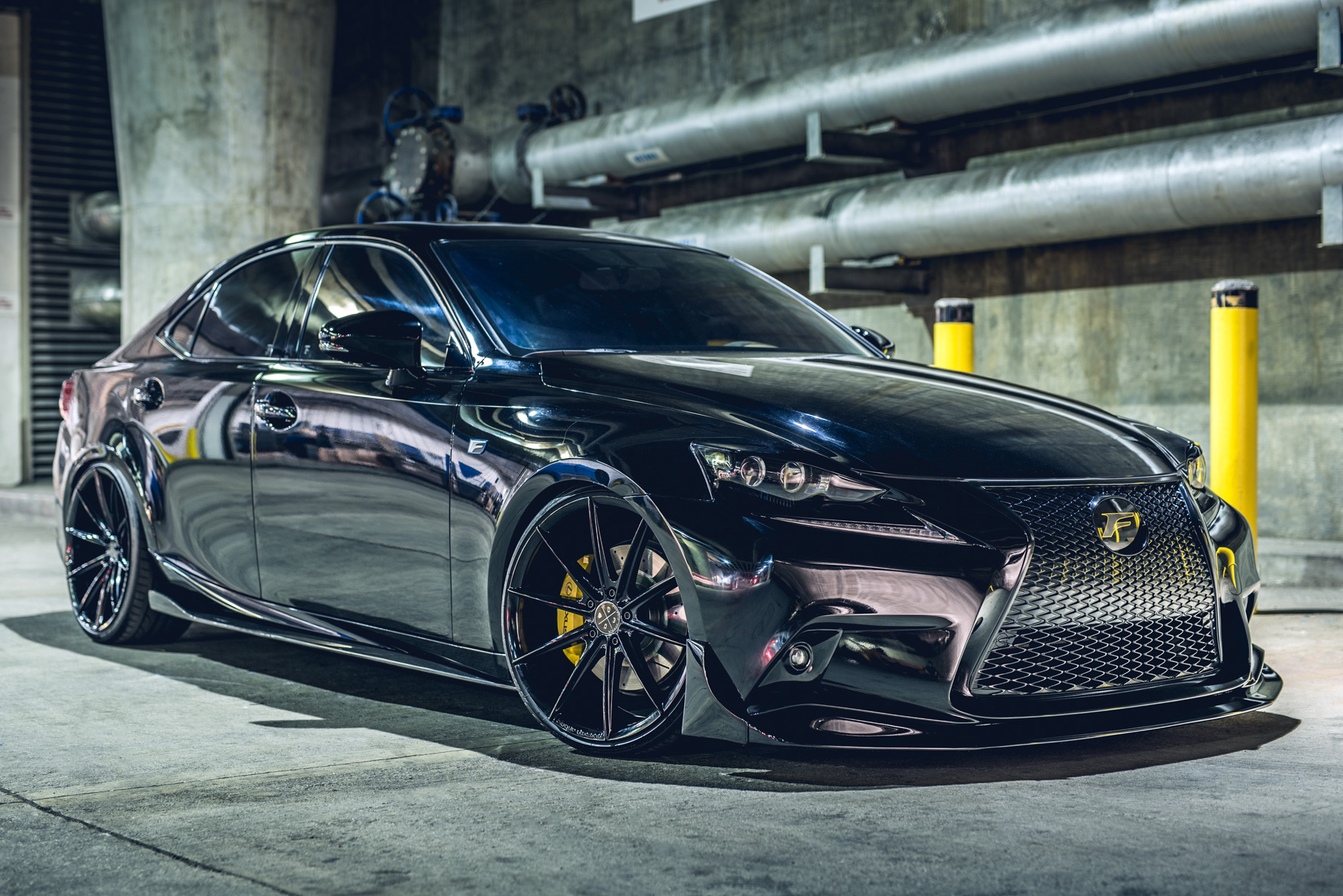 A 2016 Lexus IS350 on 20 Inch Blaque Diamond BD-11 Gloss Black Wheels