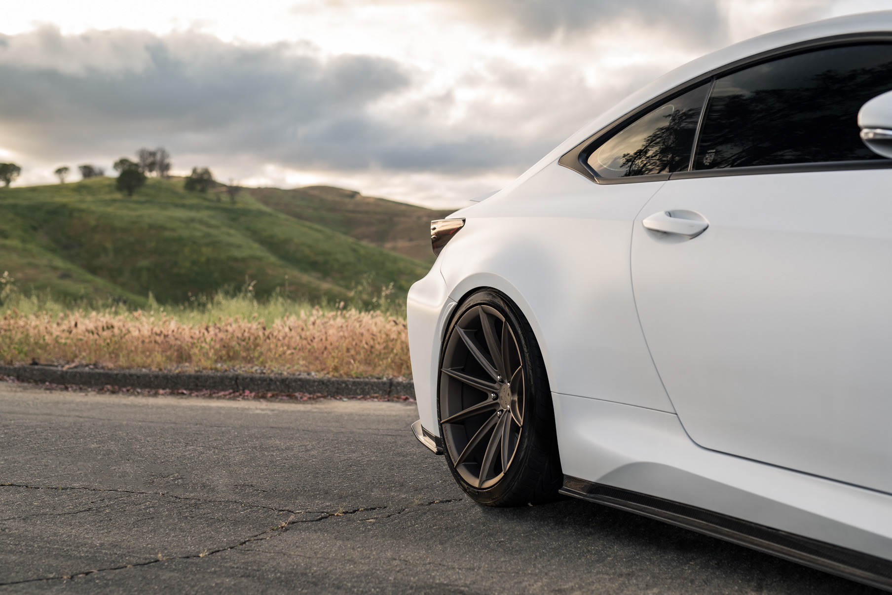 A White 2016 Lexus RCF on 20 Inch Blaque Diamond BD-11 Polished Rose Gold Wheels
