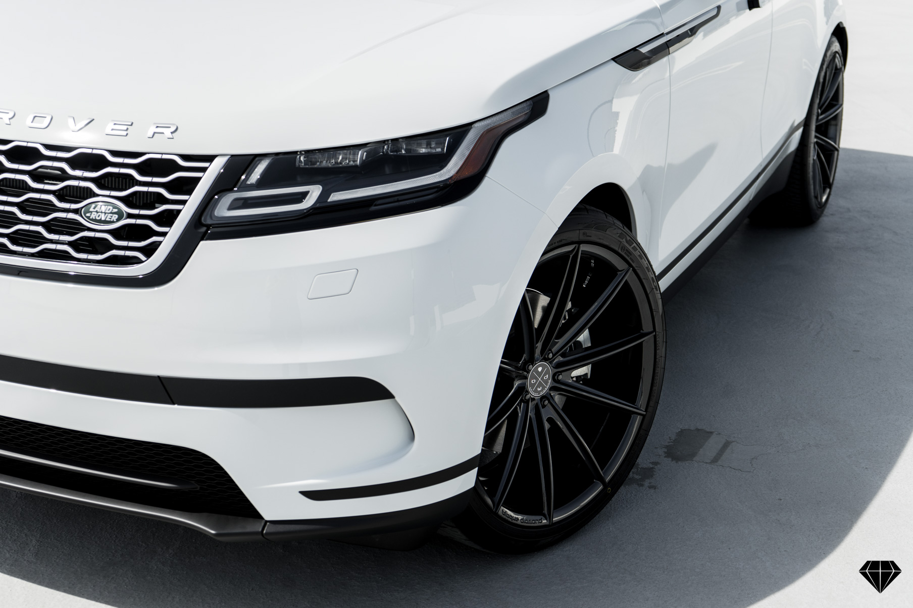 A 2018 Range Rover Velar on 22 Inch Blaque Diamond BD-11 Gloss Black Wheels
