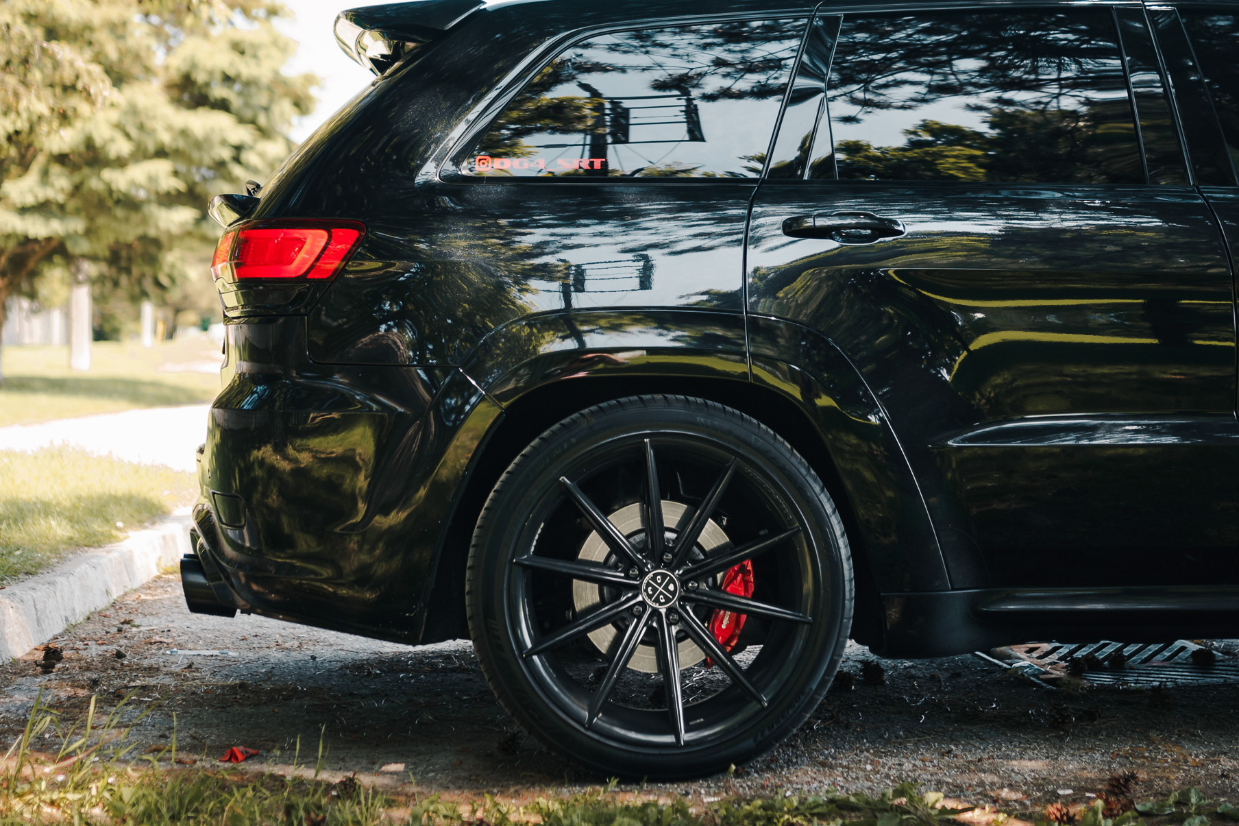 A 2016 Jeep SRT8 on 20 Inch Blaque Diamond BD-11 Gloss Black Wheels
