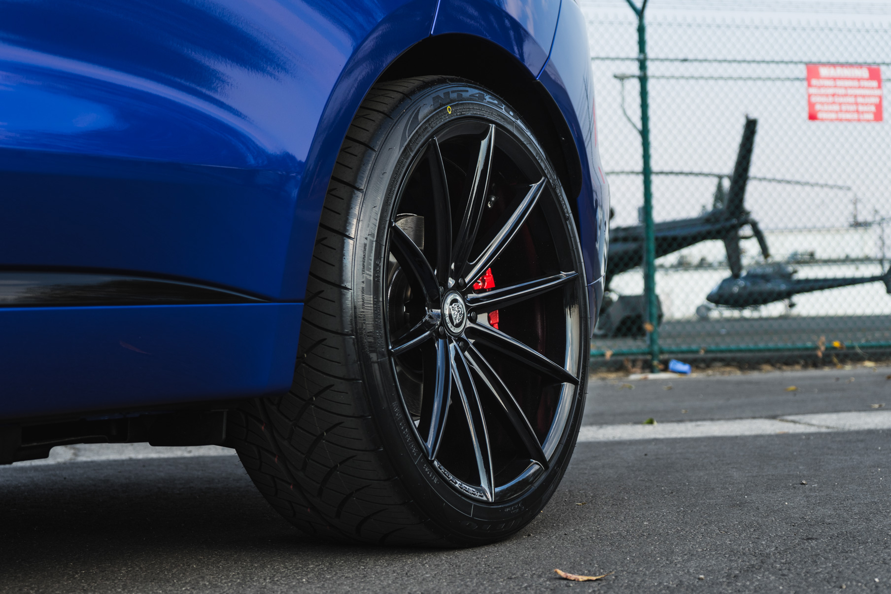 A 2018 Jaguar F on 22 Inch Blaque Diamond BD-11 Gloss Black Wheels