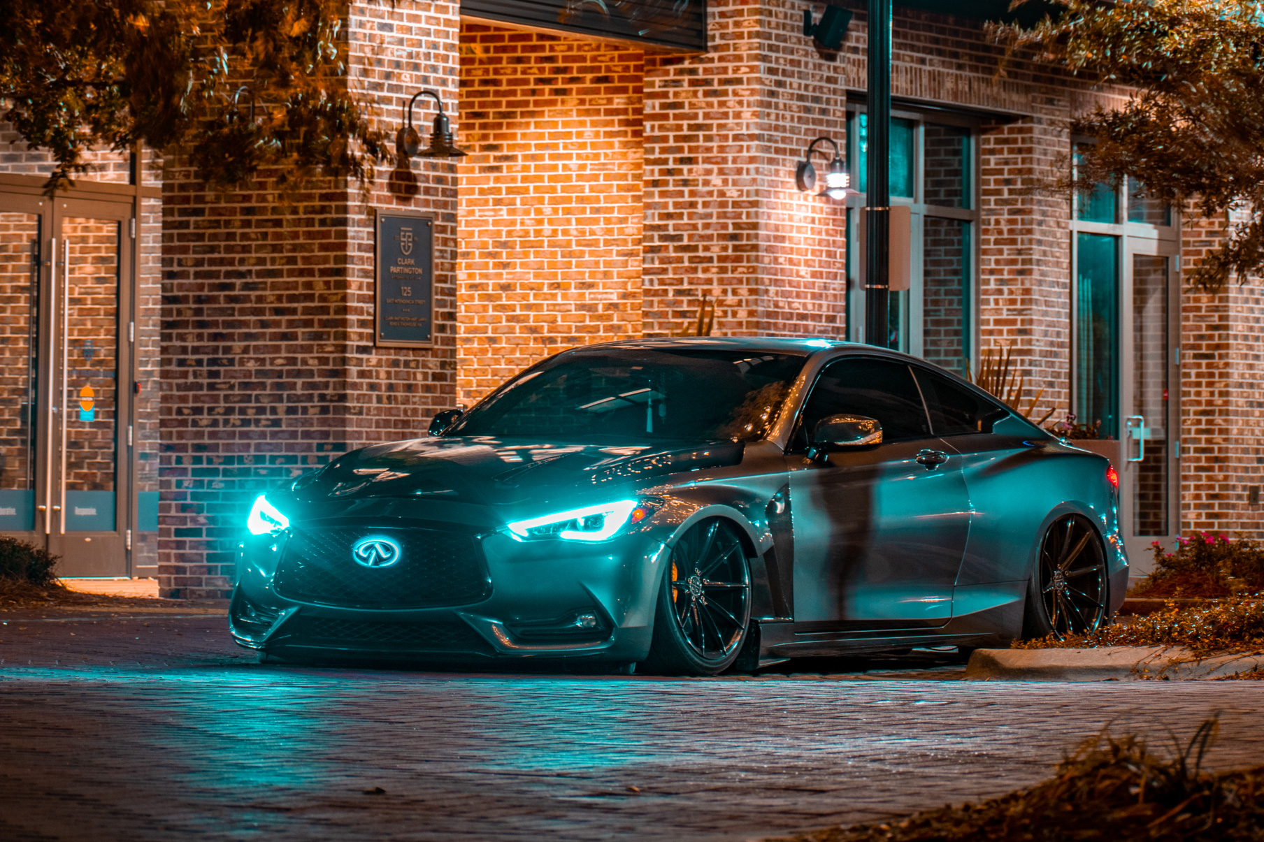A 2017 Infinity Q60 on 20 Inch Blaque Diamond BD-11 Gloss Black Wheels