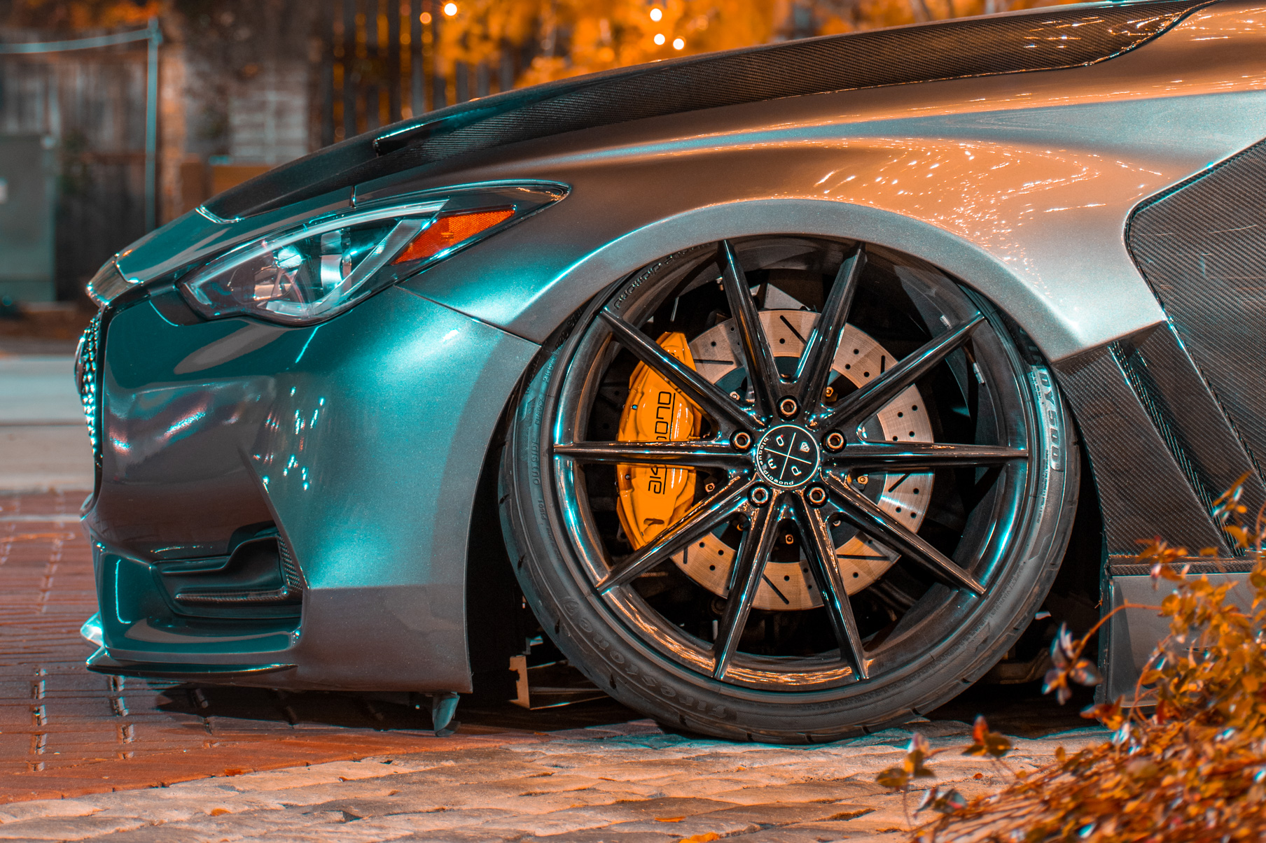 A 2017 Infinity Q60 on 20 Inch Blaque Diamond BD-11 Gloss Black Wheels