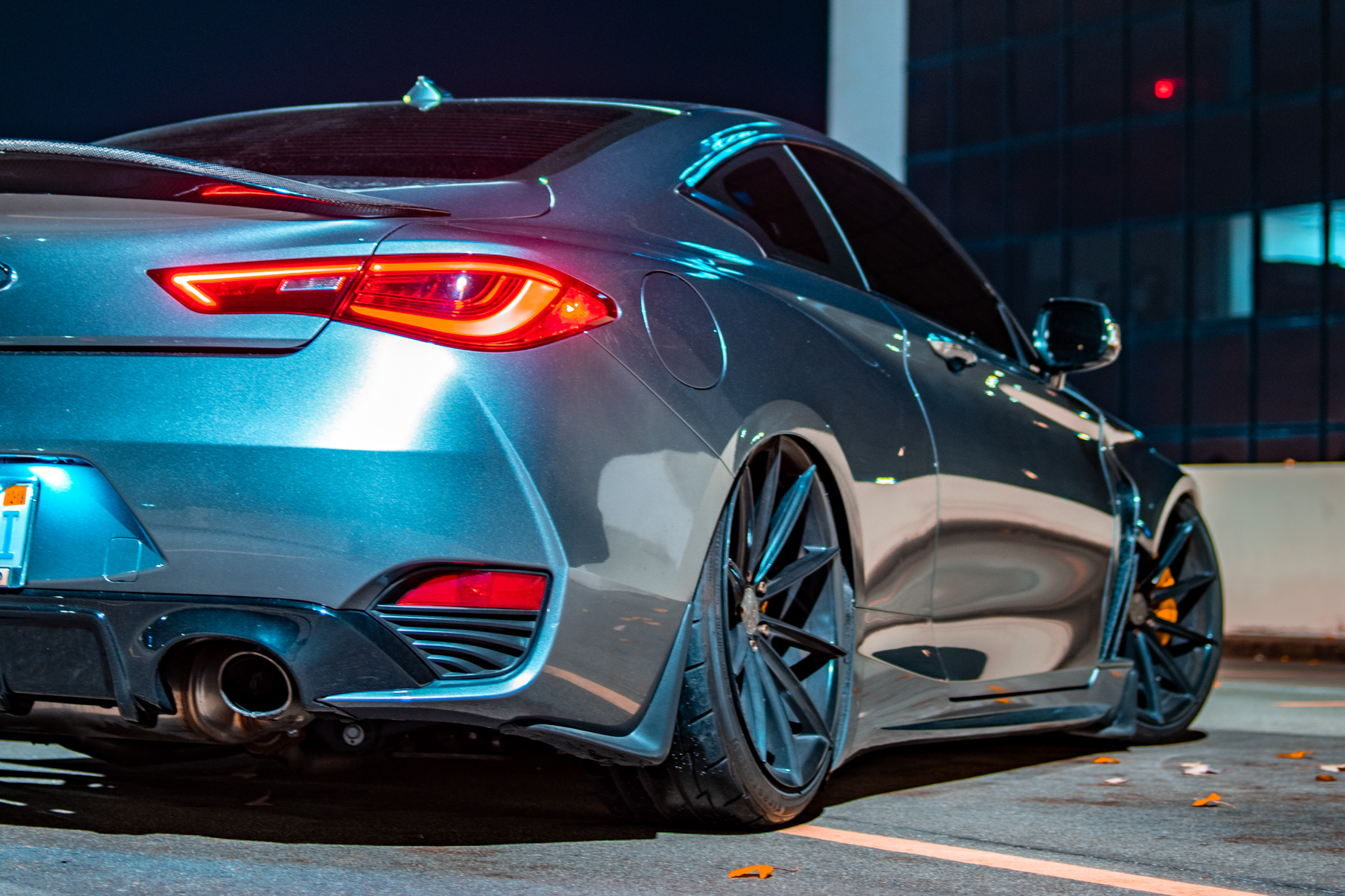 A 2017 Infinity Q60 on 20 Inch Blaque Diamond BD-11 Gloss Black Wheels