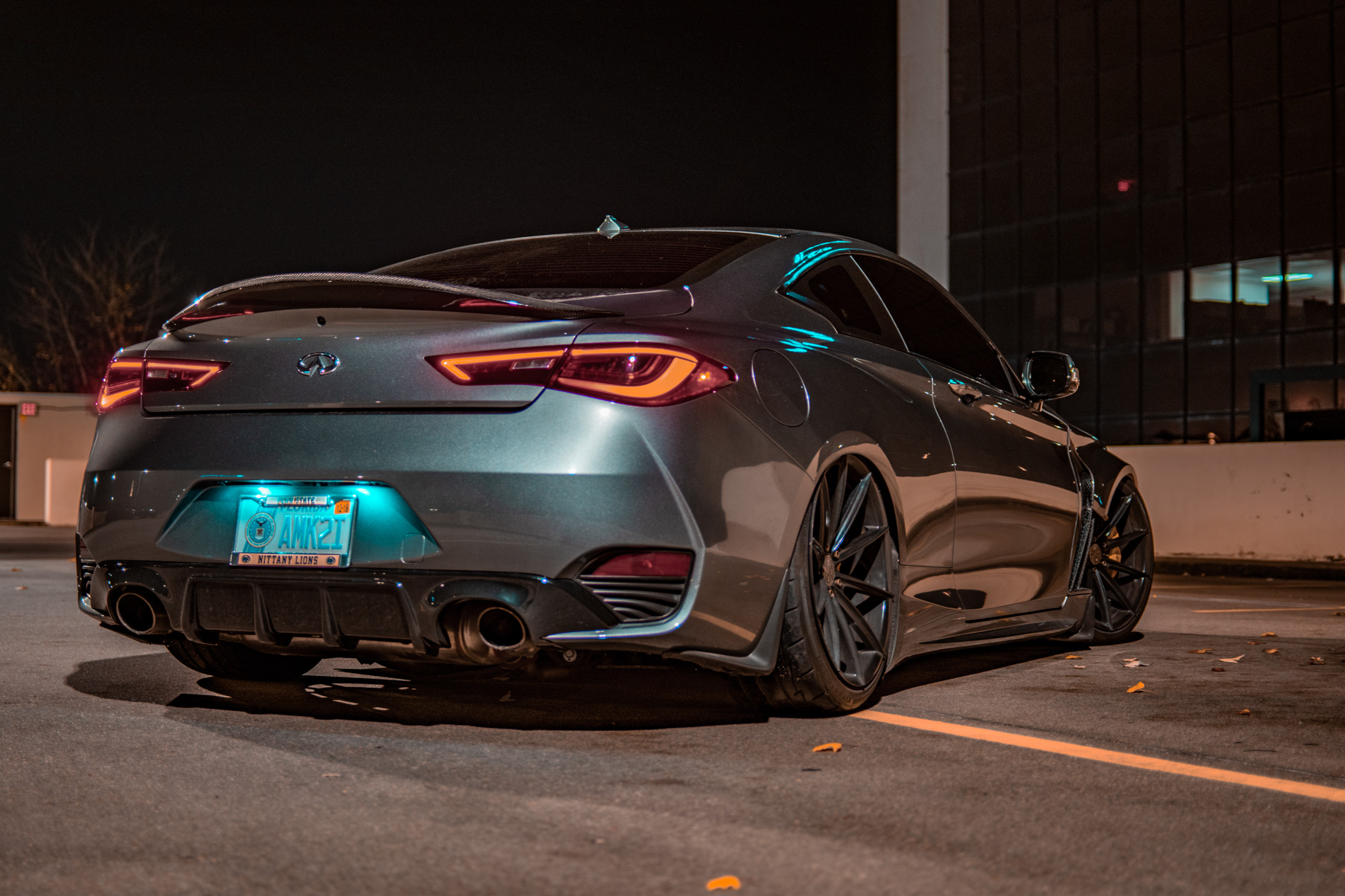 A 2017 Infinity Q60 on 20 Inch Blaque Diamond BD-11 Gloss Black Wheels