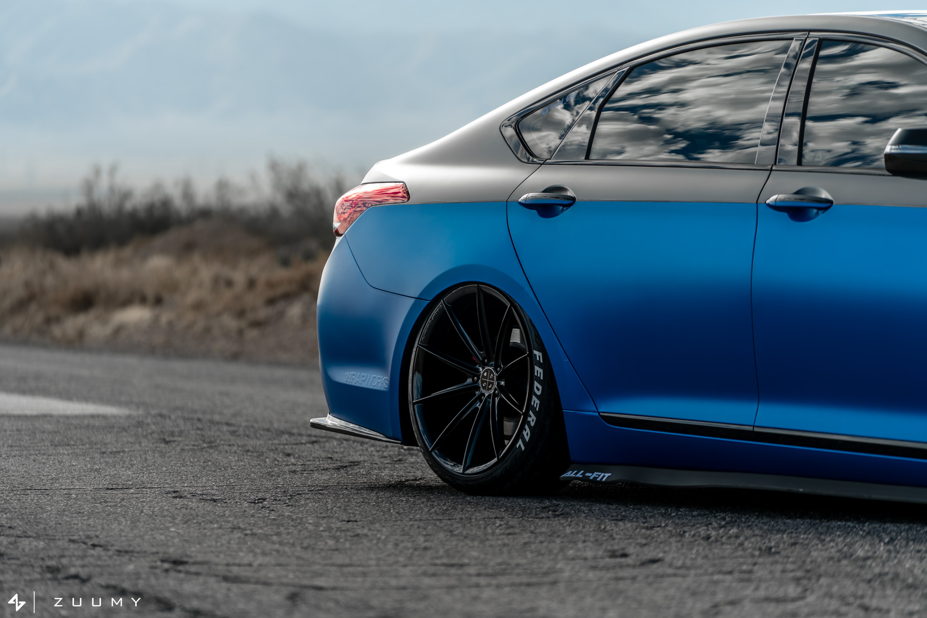 A 2015 Hyundai Genesis on 20 Inch Blaque Diamond BD-11 Gloss Black Wheels