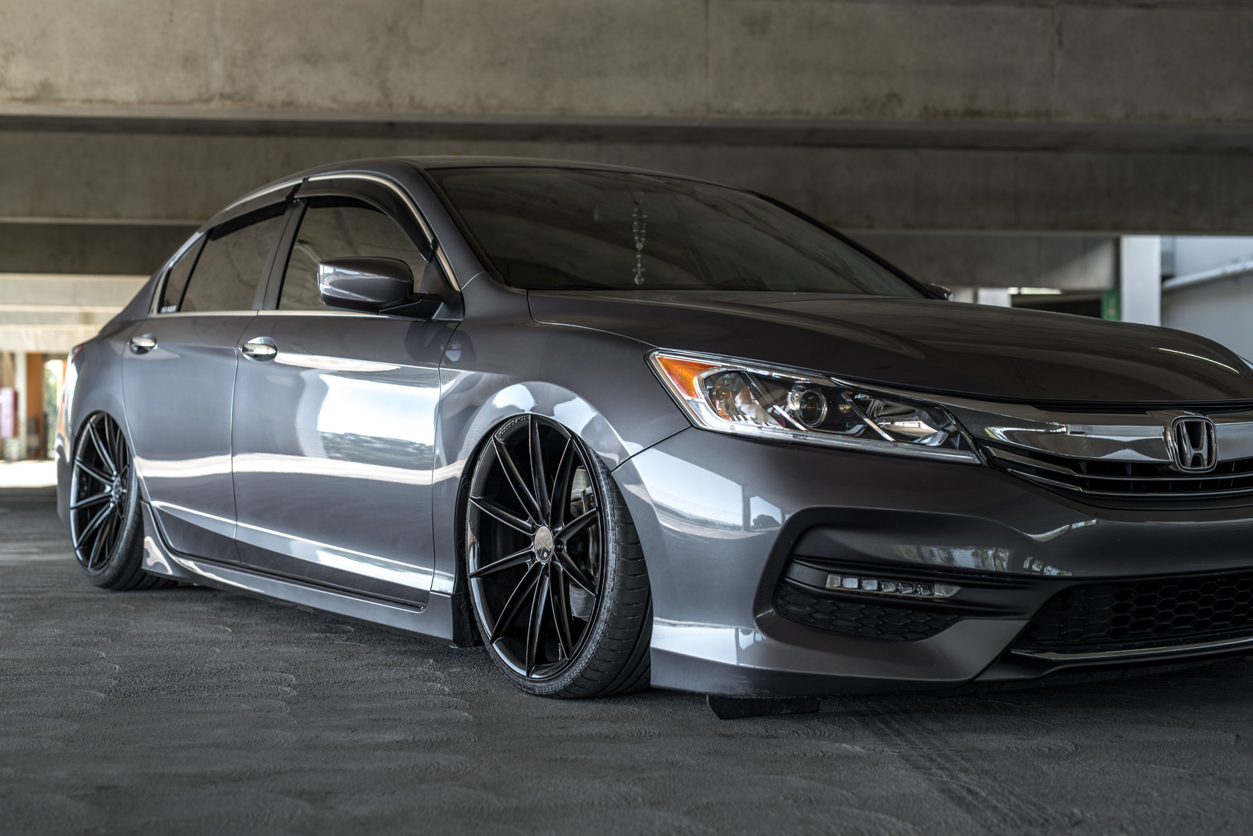 A 2016 Honda Accord on 20 Inch Blaque Diamond BD-11 Gloss Black Staggered Wheels