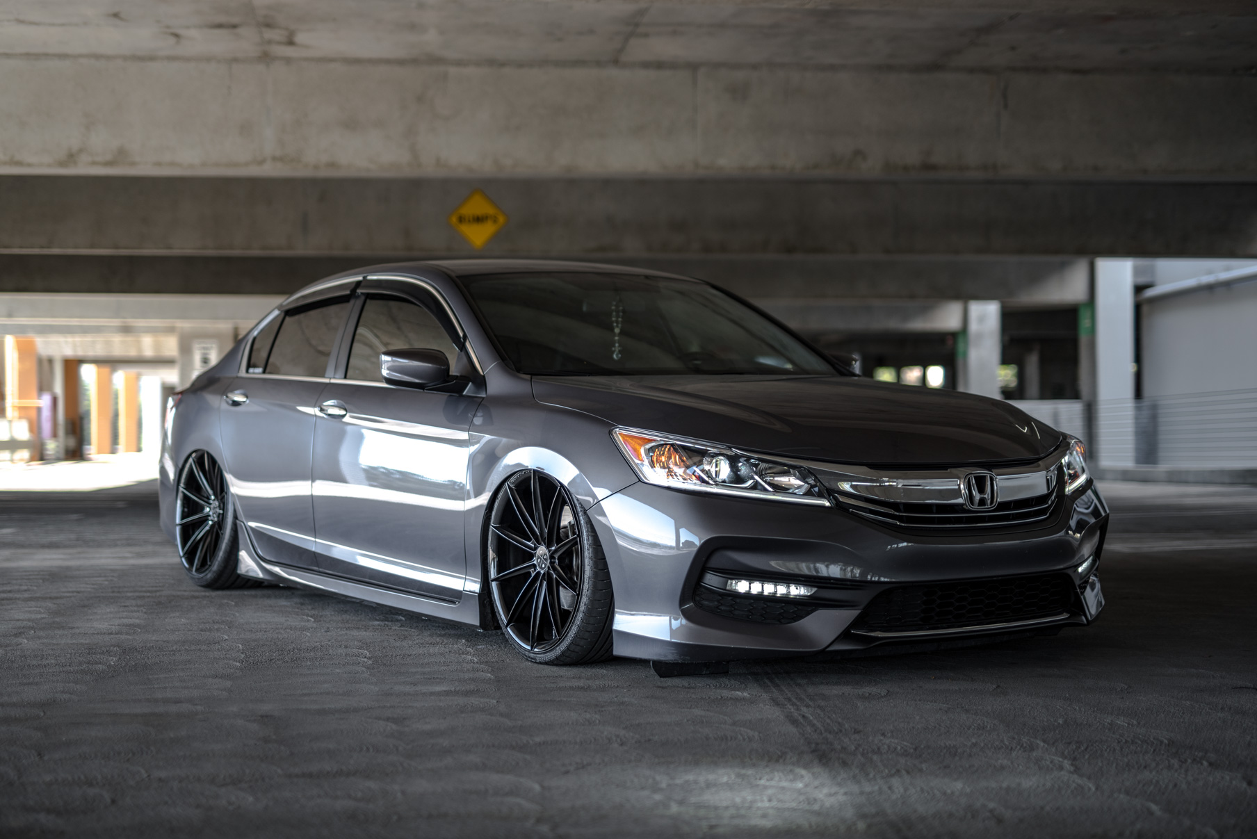 A 2016 Honda Accord on 20 Inch Blaque Diamond BD-11 Gloss Black Staggered Wheels