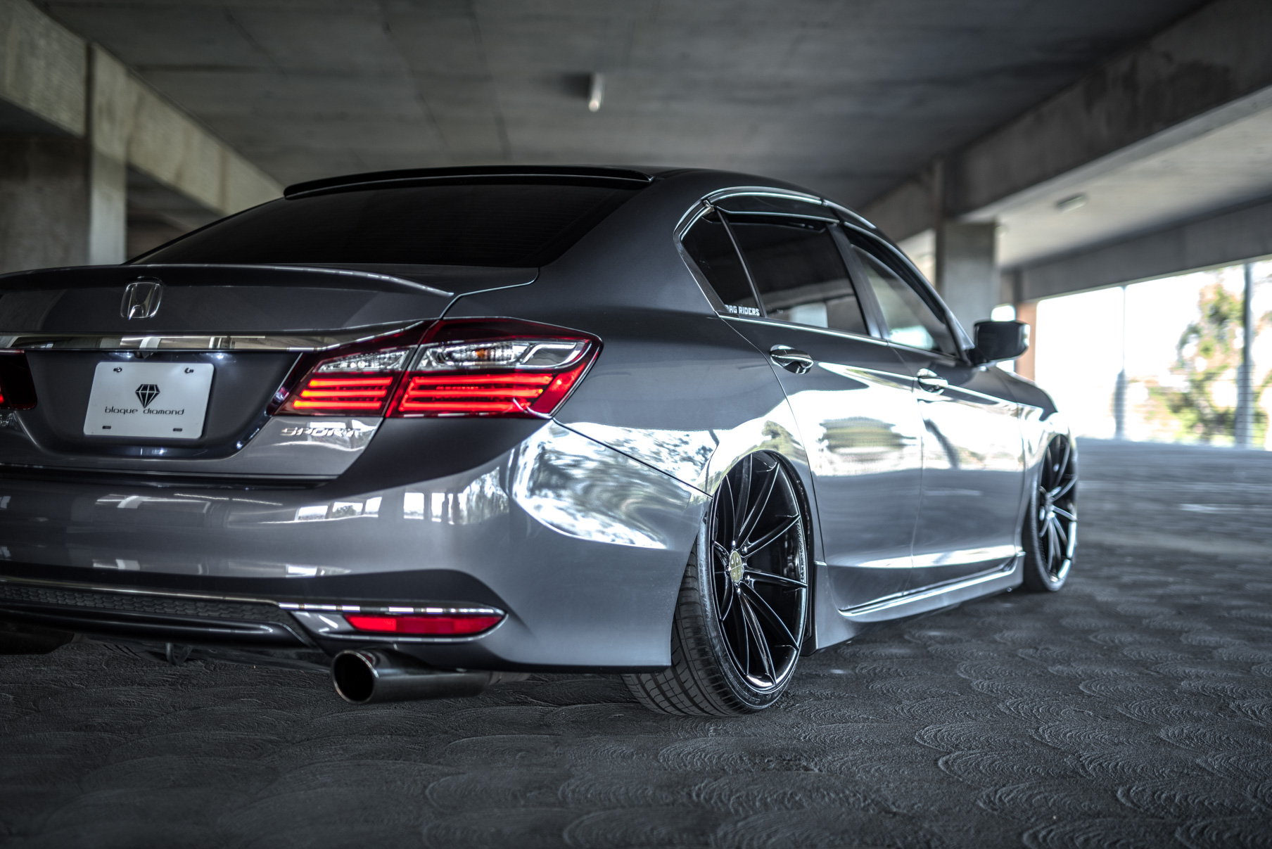A 2016 Honda Accord on 20 Inch Blaque Diamond BD-11 Gloss Black Staggered Wheels
