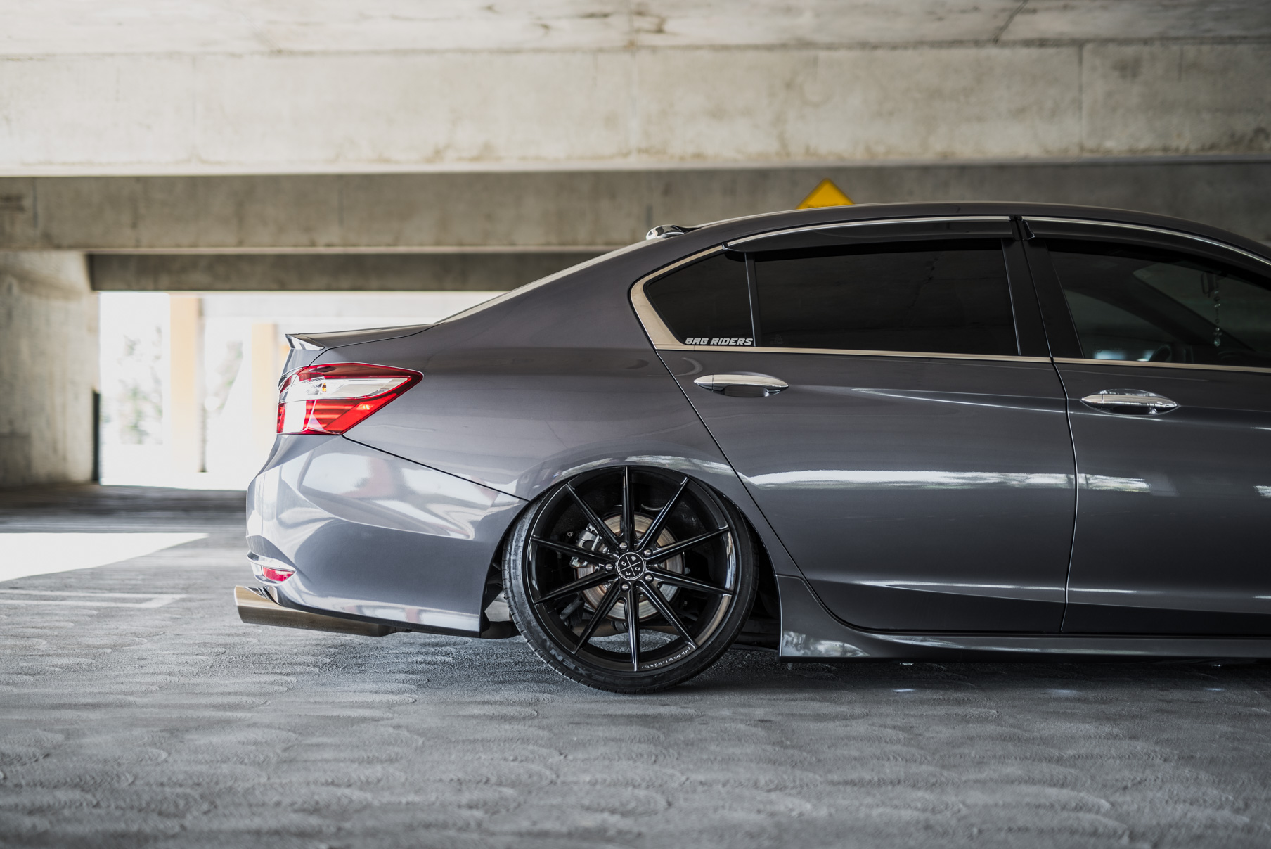 A 2016 Honda Accord on 20 Inch Blaque Diamond BD-11 Gloss Black Staggered Wheels