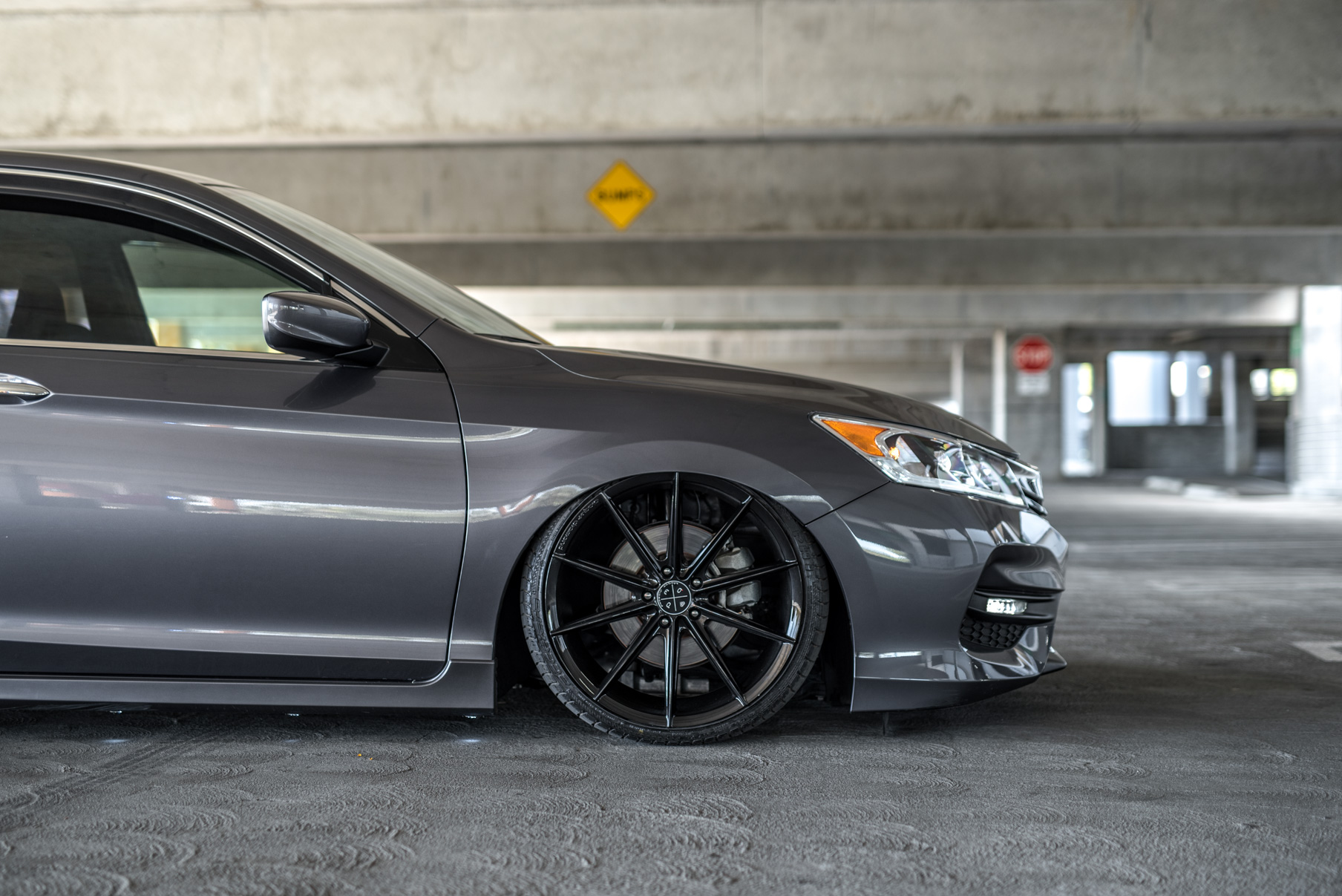 A 2016 Honda Accord on 20 Inch Blaque Diamond BD-11 Gloss Black Staggered Wheels