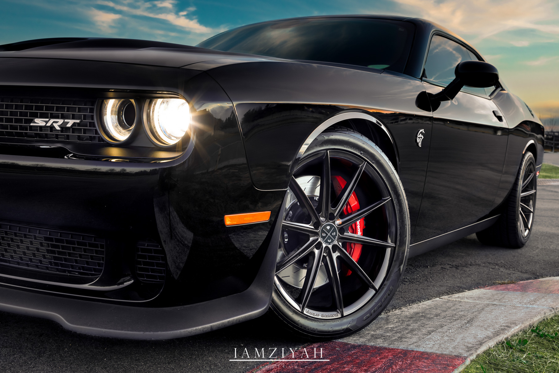 A 2018 Dodge Hellcat on 20 Inch Blaque Diamond BD-11 Gloss Black Wheels