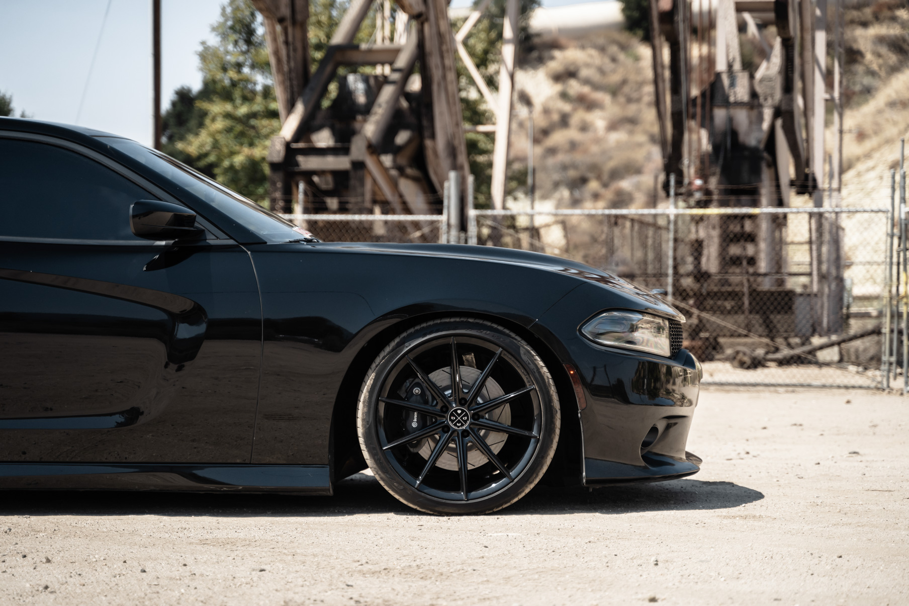 A 2018 Dodge Charger on 20 Inch Blaque Diamond BD-11 Gloss Black Wheels