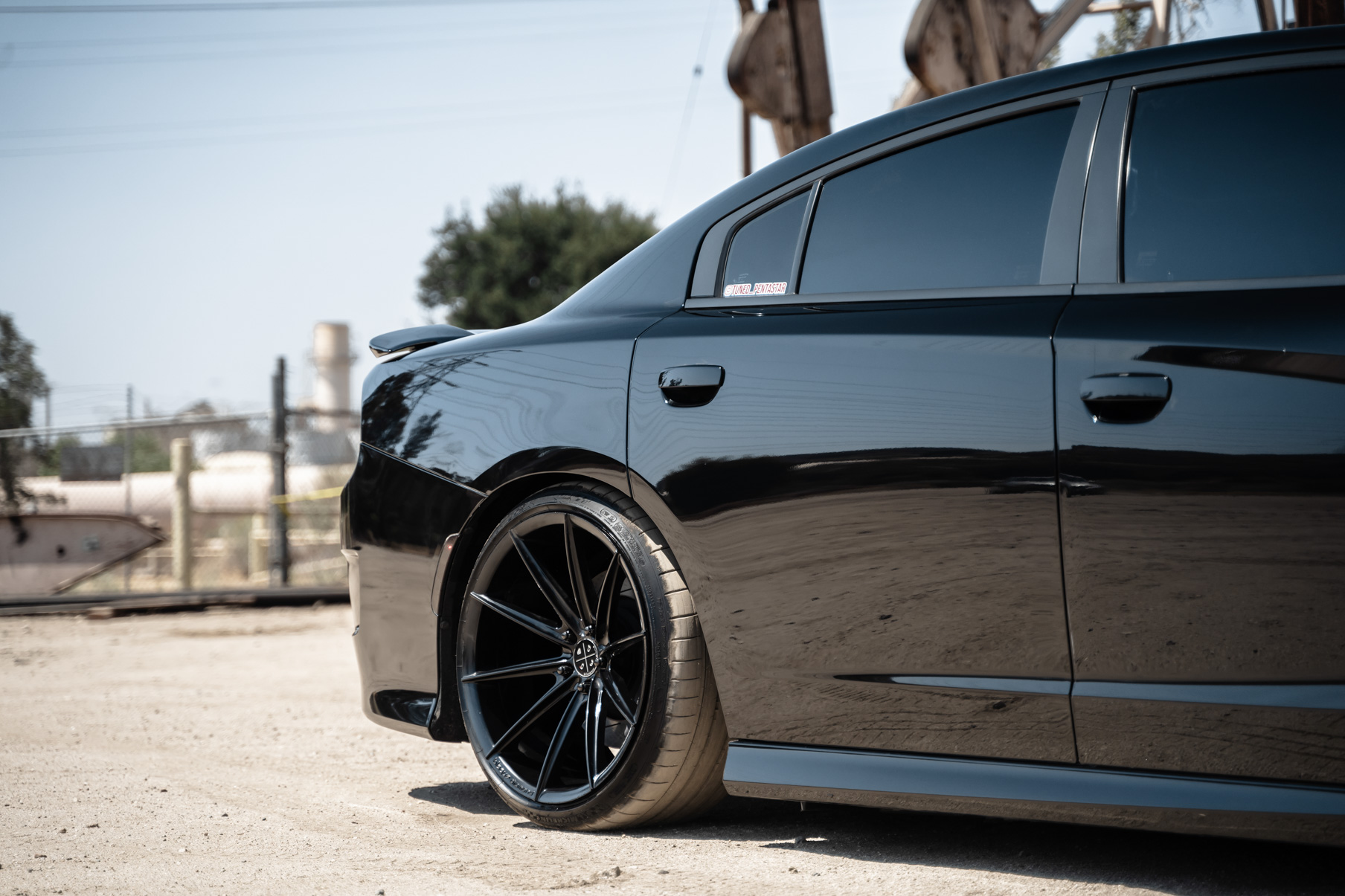 A 2018 Dodge Charger on 20 Inch Blaque Diamond BD-11 Gloss Black Wheels