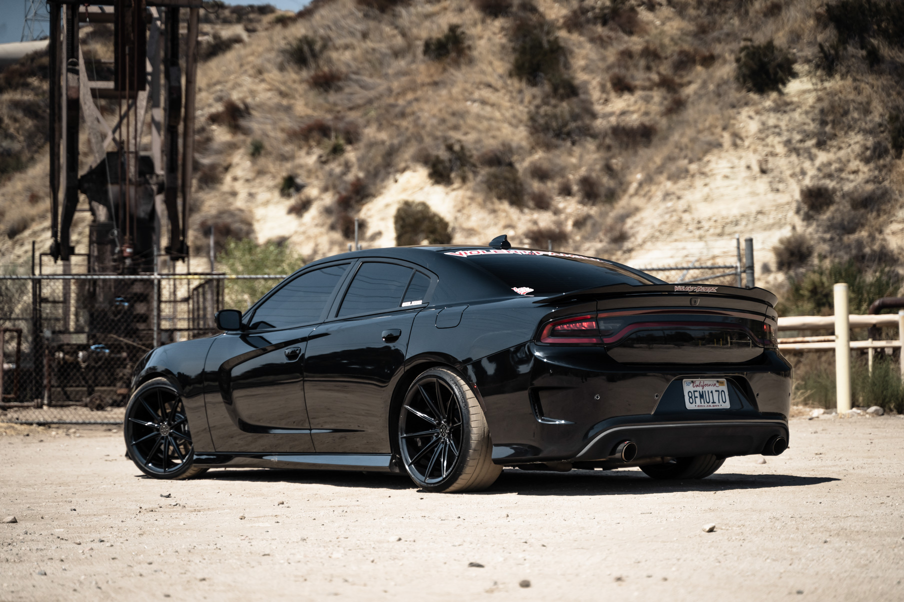 A 2018 Dodge Charger on 20 Inch Blaque Diamond BD-11 Gloss Black Wheels