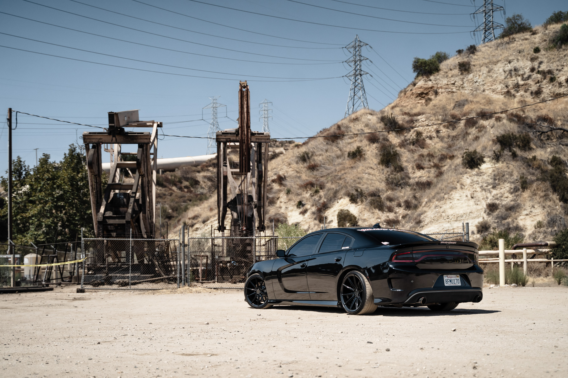 A 2018 Dodge Charger on 20 Inch Blaque Diamond BD-11 Gloss Black Wheels