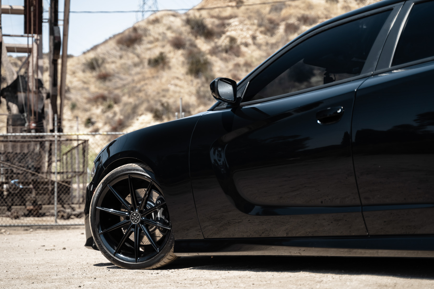 A 2018 Dodge Charger on 20 Inch Blaque Diamond BD-11 Gloss Black Wheels