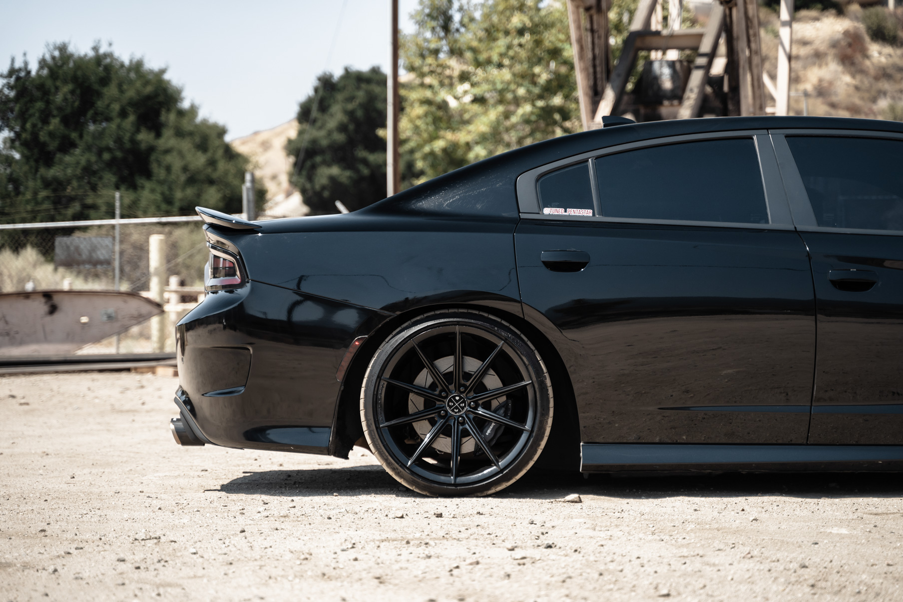 A 2018 Dodge Charger on 20 Inch Blaque Diamond BD-11 Gloss Black Wheels