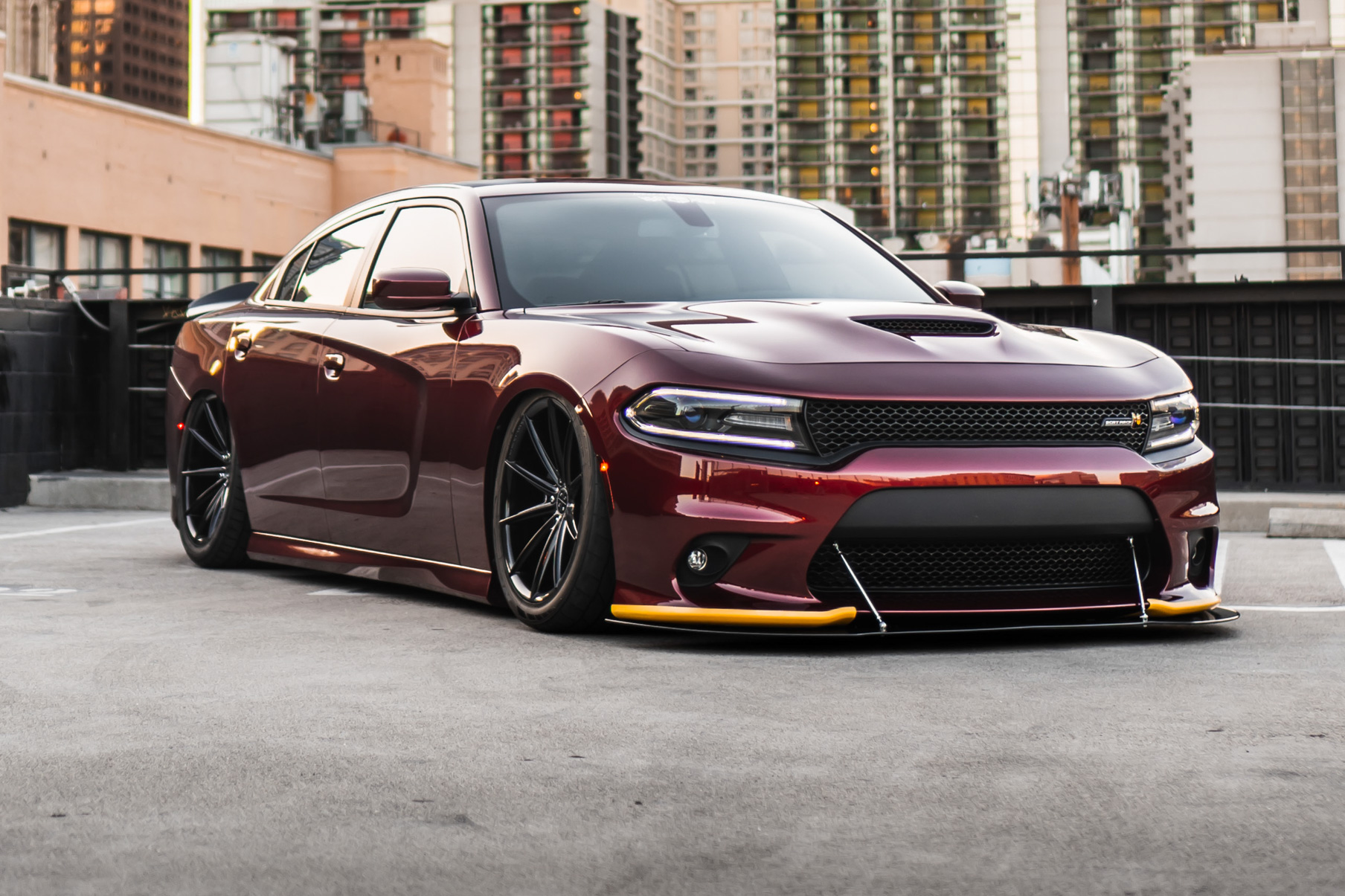 A 2018 Dodge Charger Scatpack on Blaque Diamond BD-11 Gloss Black Wheels