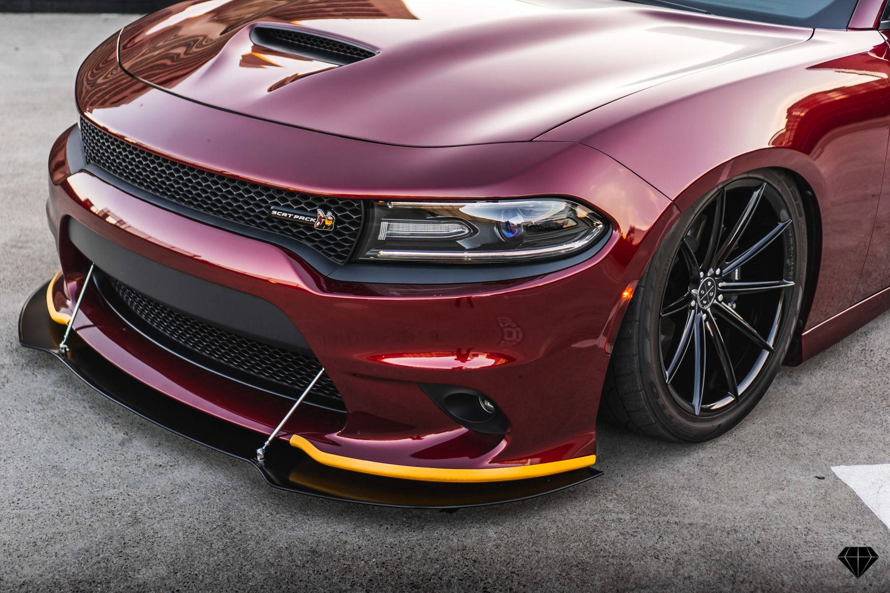 A 2018 Dodge Charger Scatpack on Blaque Diamond BD-11 Gloss Black Wheels