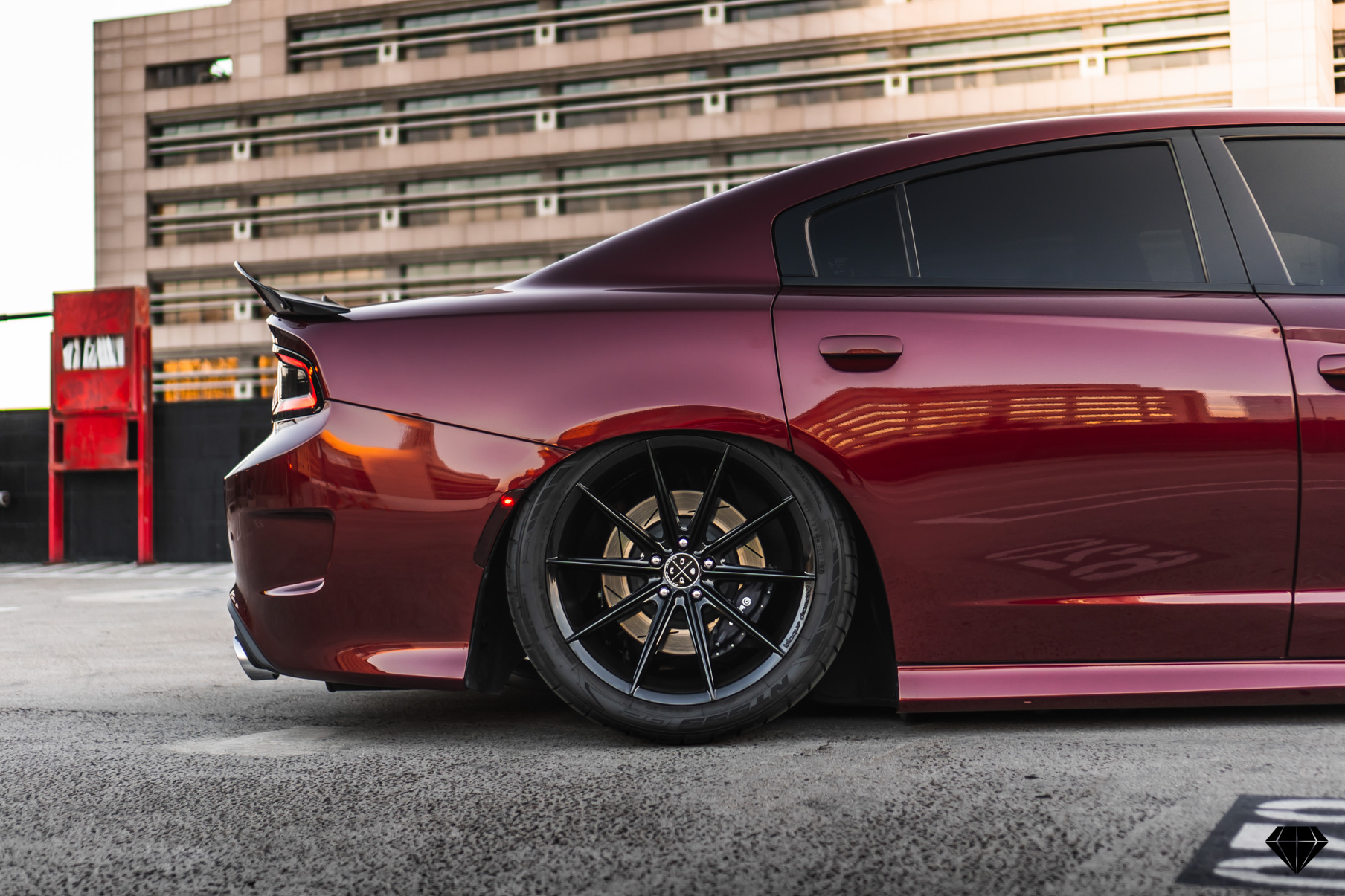 A 2018 Dodge Charger Scatpack on Blaque Diamond BD-11 Gloss Black Wheels