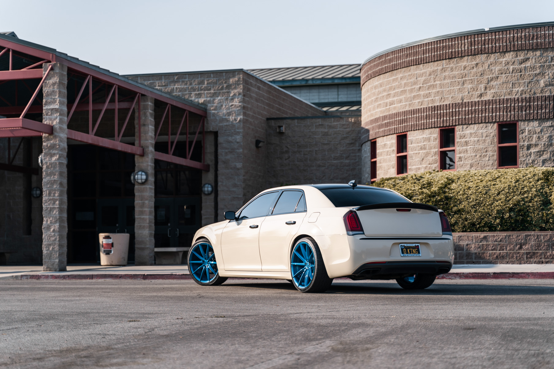 A 2018 Chrysler 300 on 22 Inch Blaque Diamond BD-11 Brushed Blue Wheels
