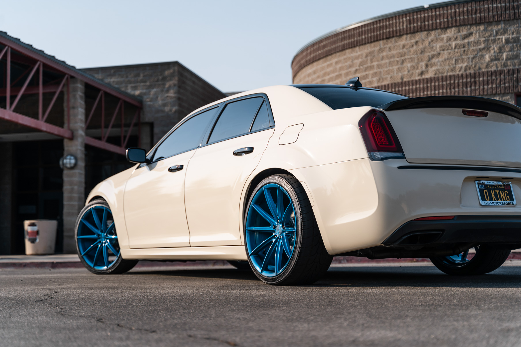 A 2018 Chrysler 300 on 22 Inch Blaque Diamond BD-11 Brushed Blue Wheels