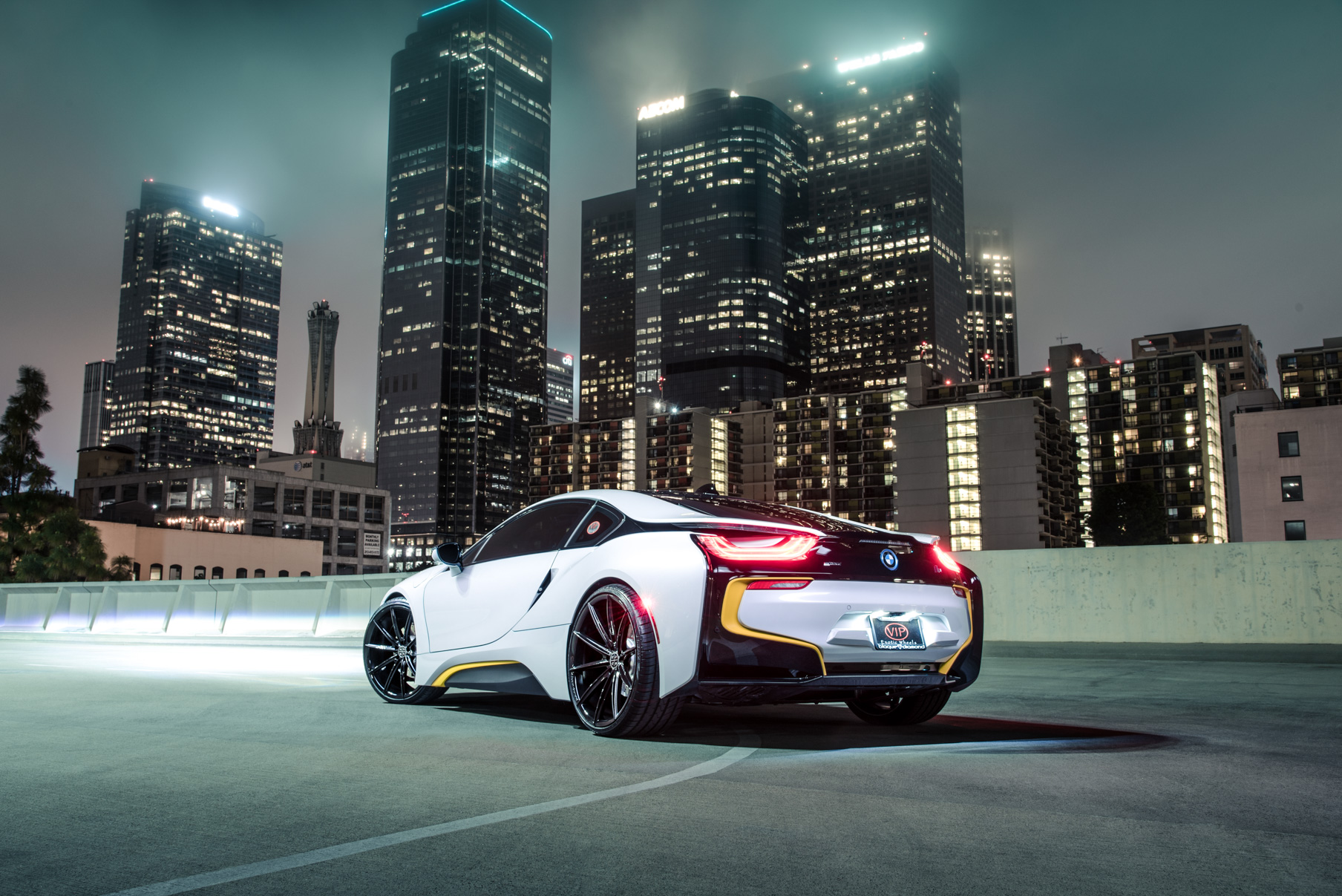 A 2016 BMW I8 on 22 Inch Blaque Diamond BD-11 Gloss Black Wheels