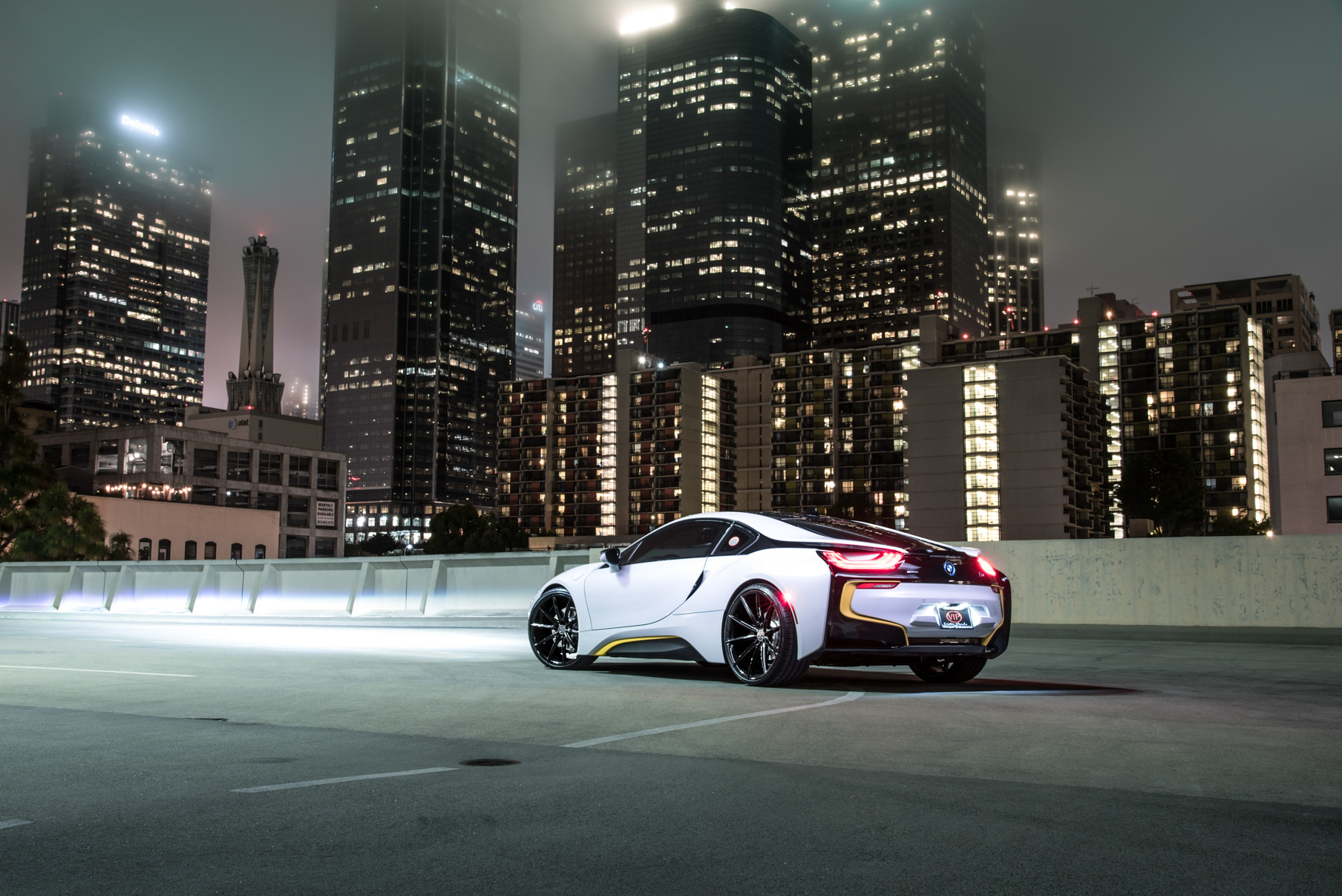A 2016 BMW I8 on 22 Inch Blaque Diamond BD-11 Gloss Black Wheels