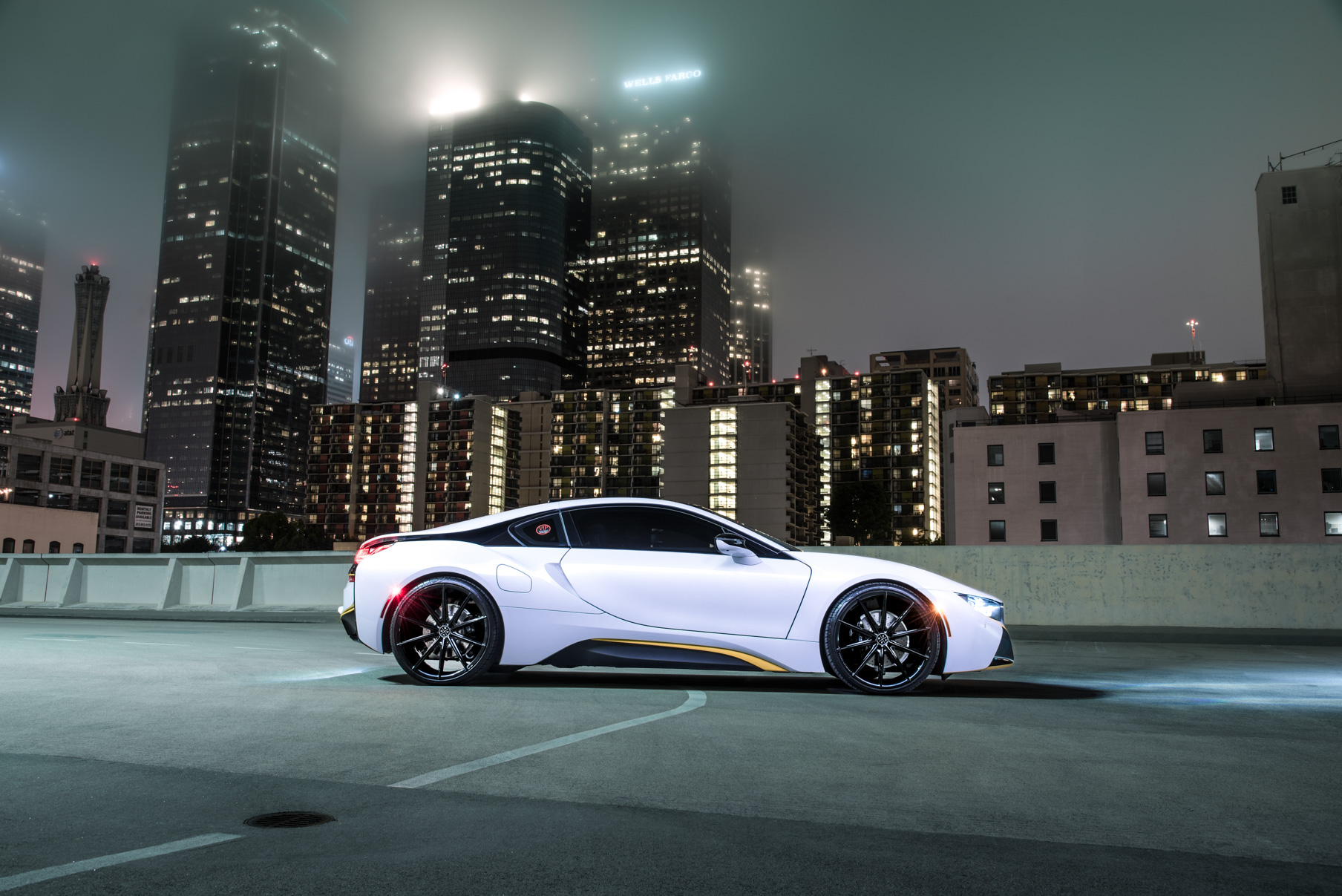 A 2016 BMW I8 on 22 Inch Blaque Diamond BD-11 Gloss Black Wheels