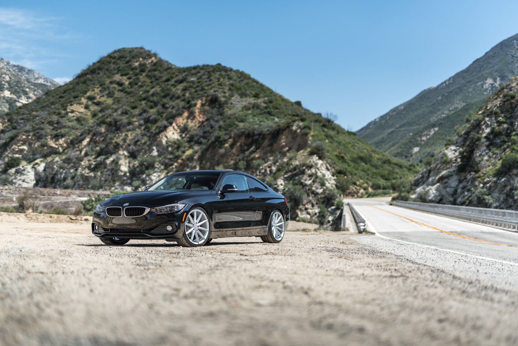 A 2014 BMW 428i on 20 Inch Staggered Blaque Diamond BD-11 Frozen Silver Wheels