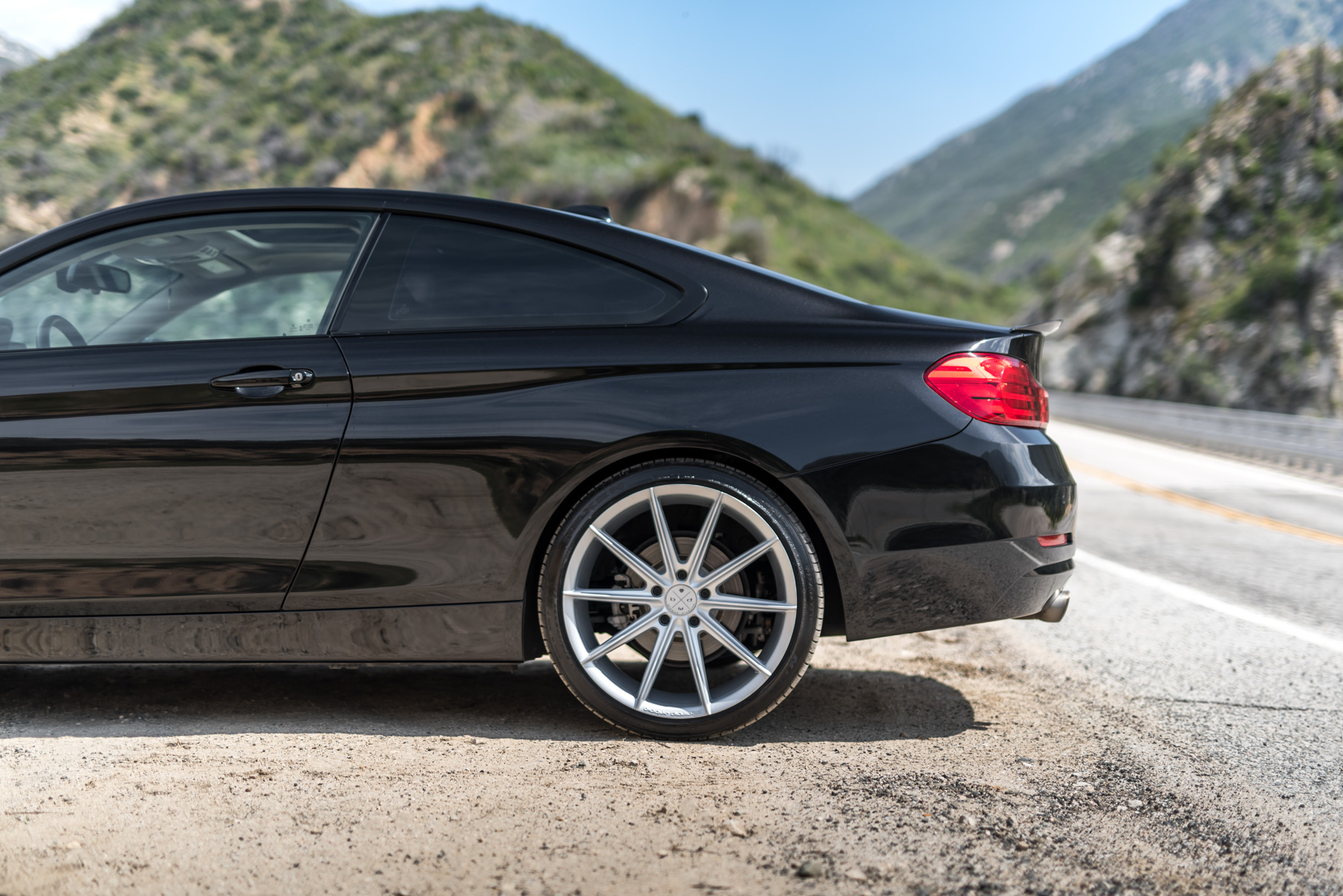 A 2014 BMW 428i on 20 Inch Staggered Blaque Diamond BD-11 Frozen Silver Wheels