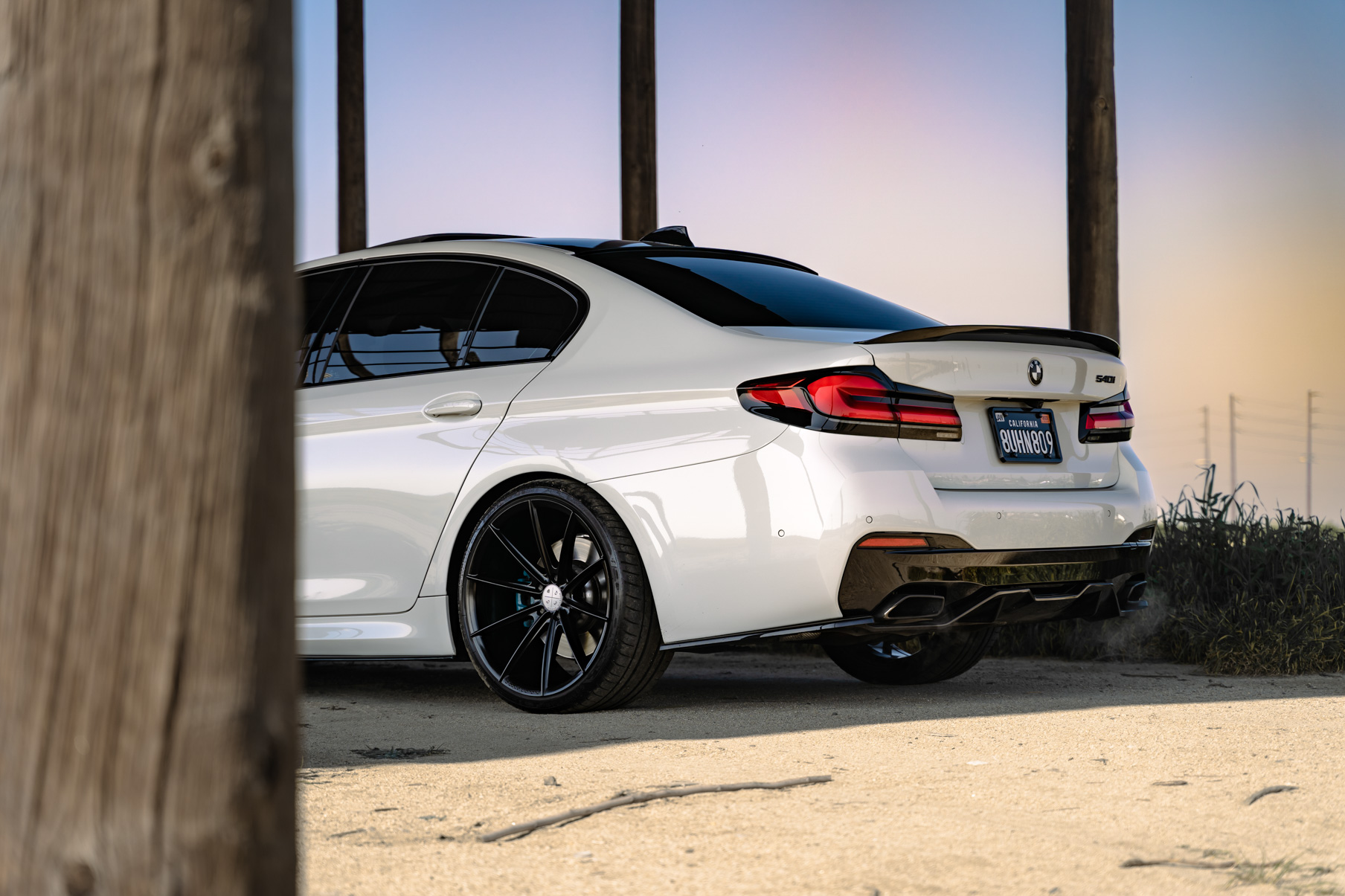 A 2021 BMW 540i on 20 Inch Blaque Diamond BD-11 Gloss Black Wheels