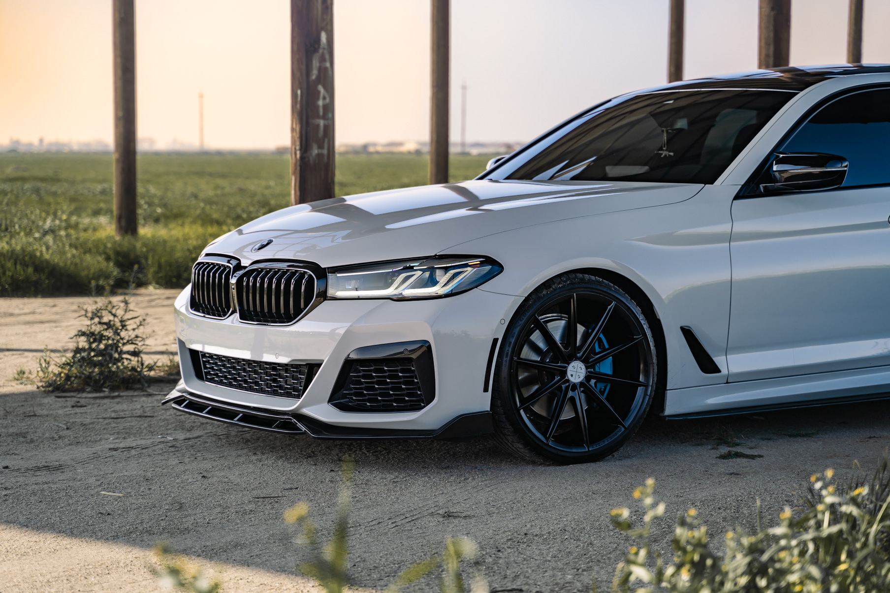 A 2021 BMW 540i on 20 Inch Blaque Diamond BD-11 Gloss Black Wheels