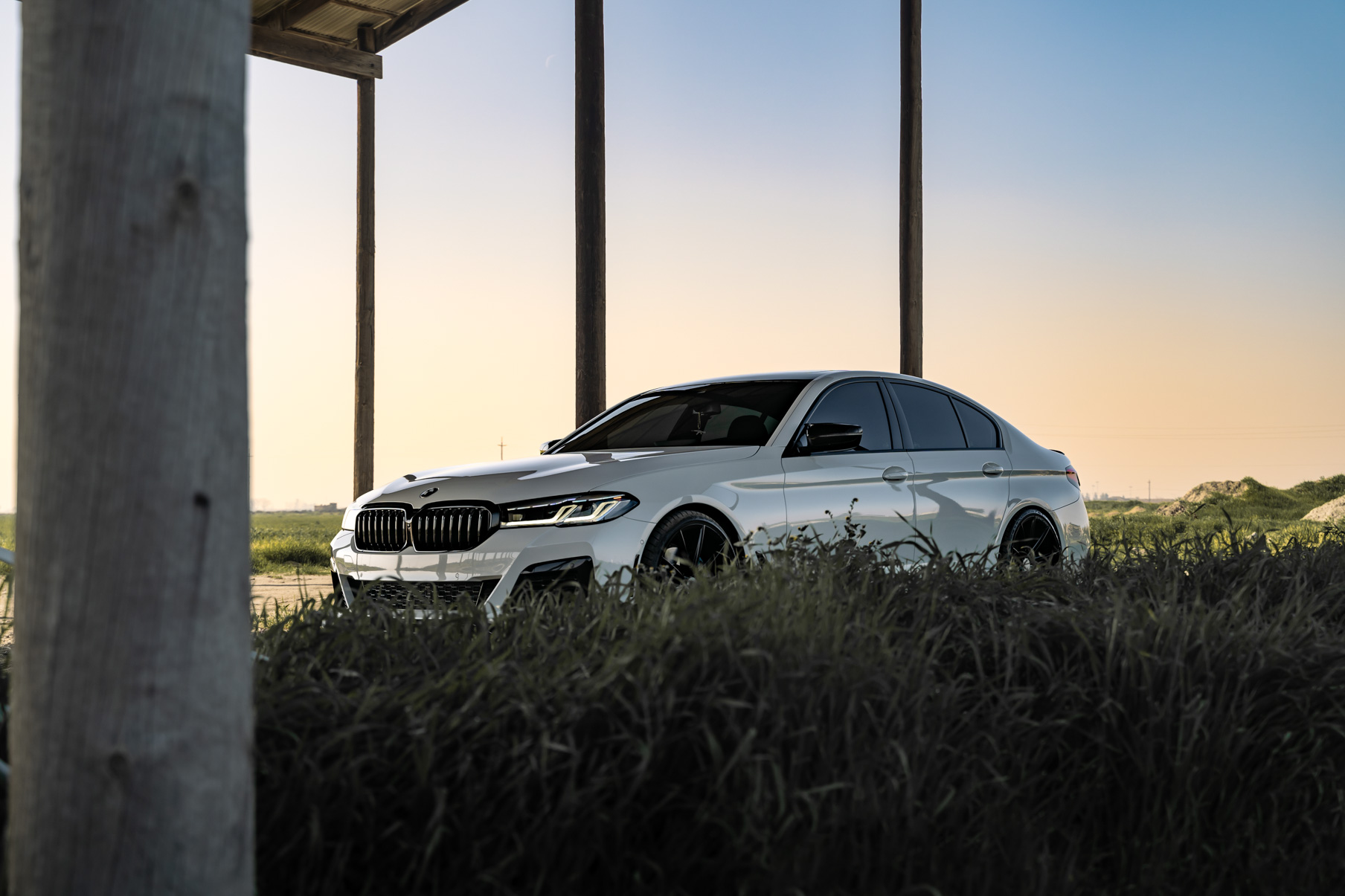 A 2021 BMW 540i on 20 Inch Blaque Diamond BD-11 Gloss Black Wheels