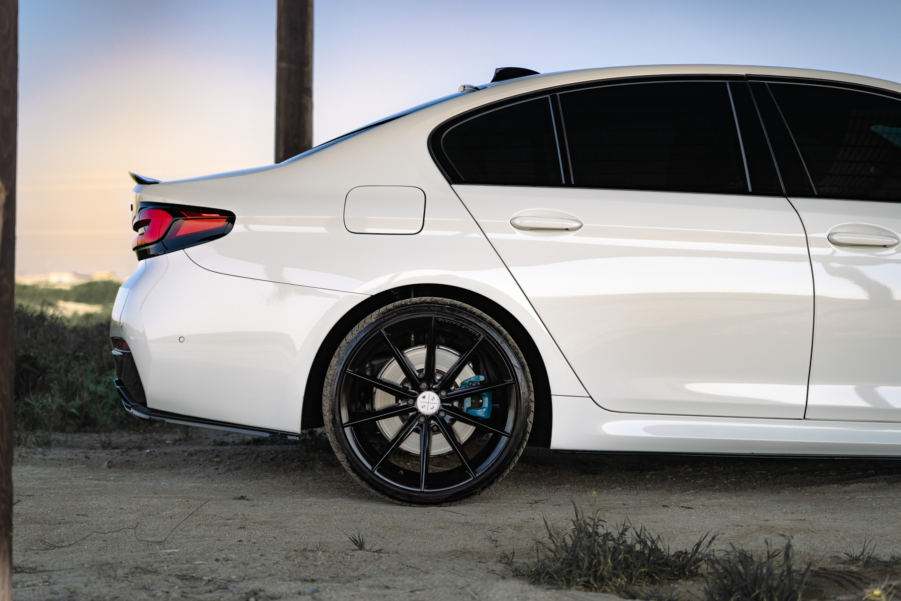 A 2021 BMW 540i on 20 Inch Blaque Diamond BD-11 Gloss Black Wheels