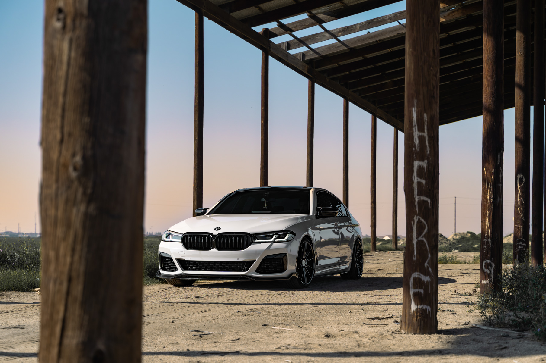 A 2021 BMW 540i on 20 Inch Blaque Diamond BD-11 Gloss Black Wheels