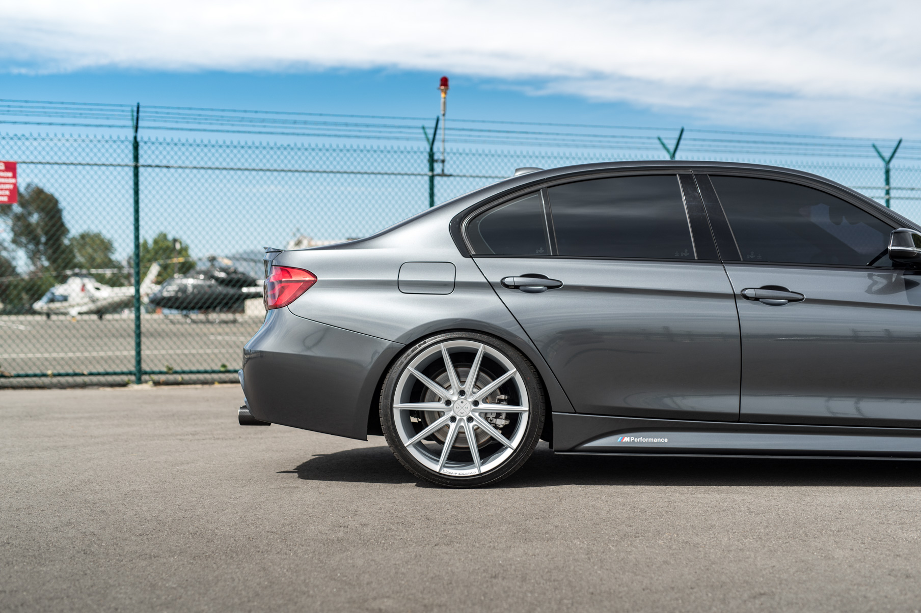 A 2014 BMW 340i on 20 Inch Blaque Diamond BD-11 Frozen Silver Wheels